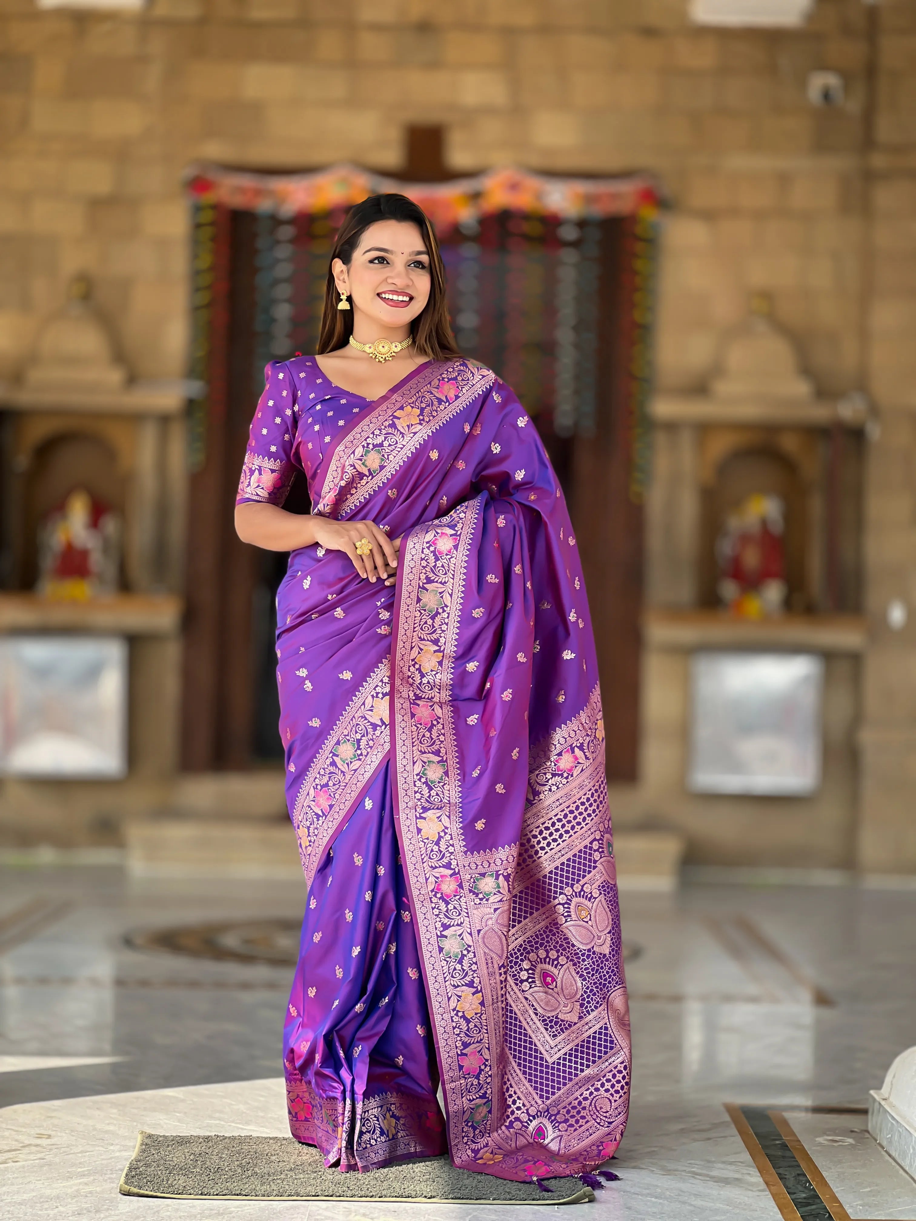Soft Banarasi Silk Meenakari Saree