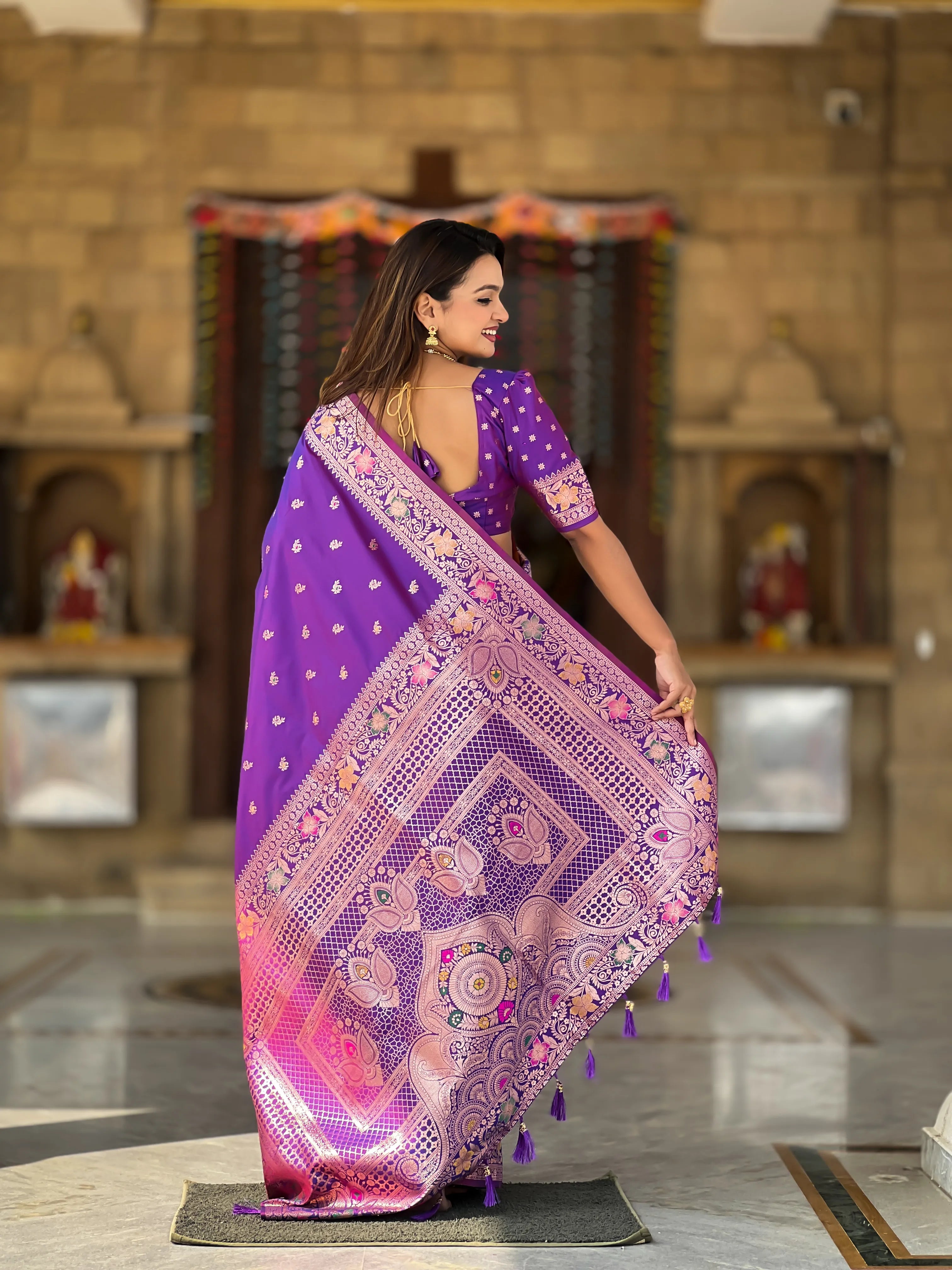 Soft Banarasi Silk Meenakari Saree
