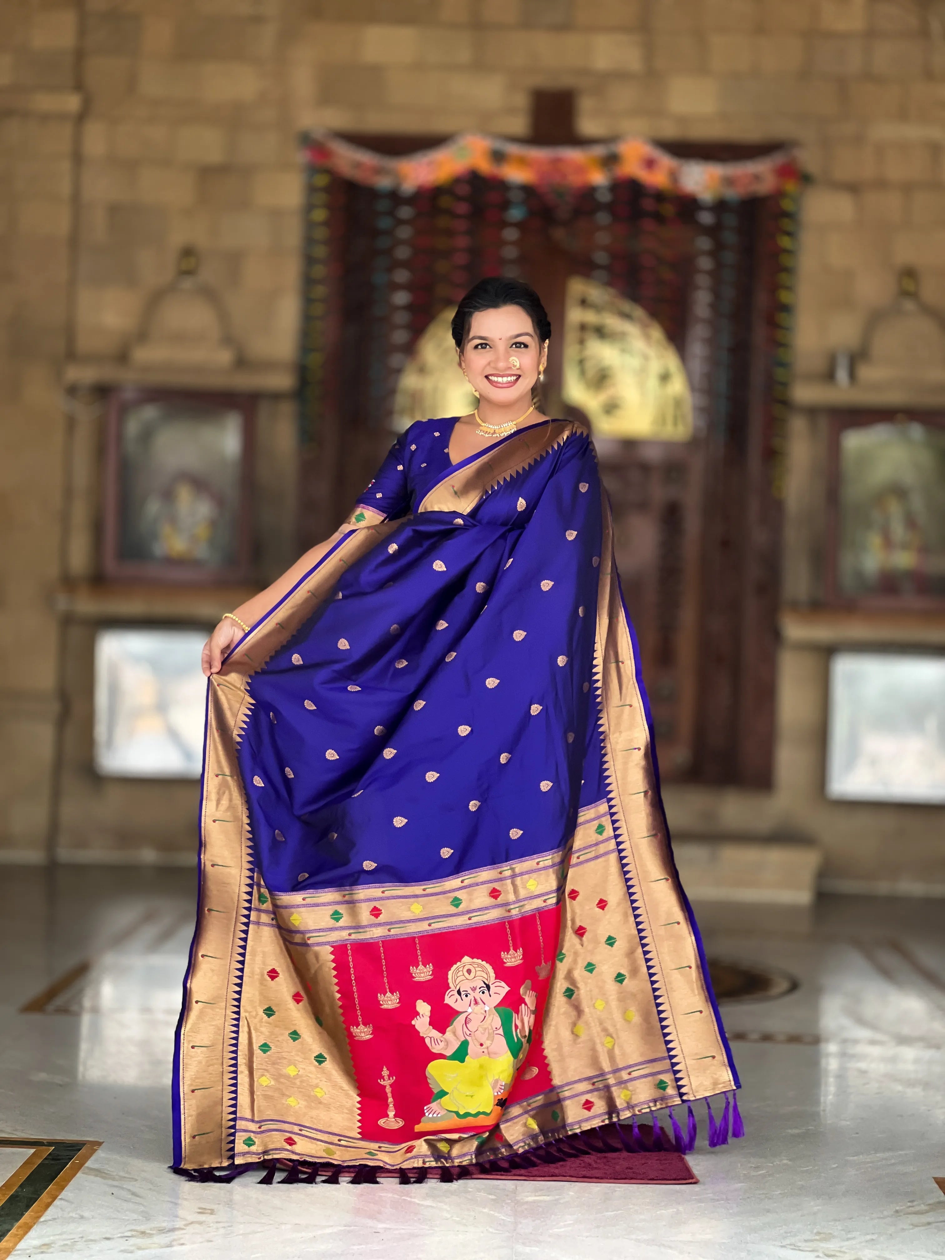 Soft Silk Ganpati Designer Paithani Saree