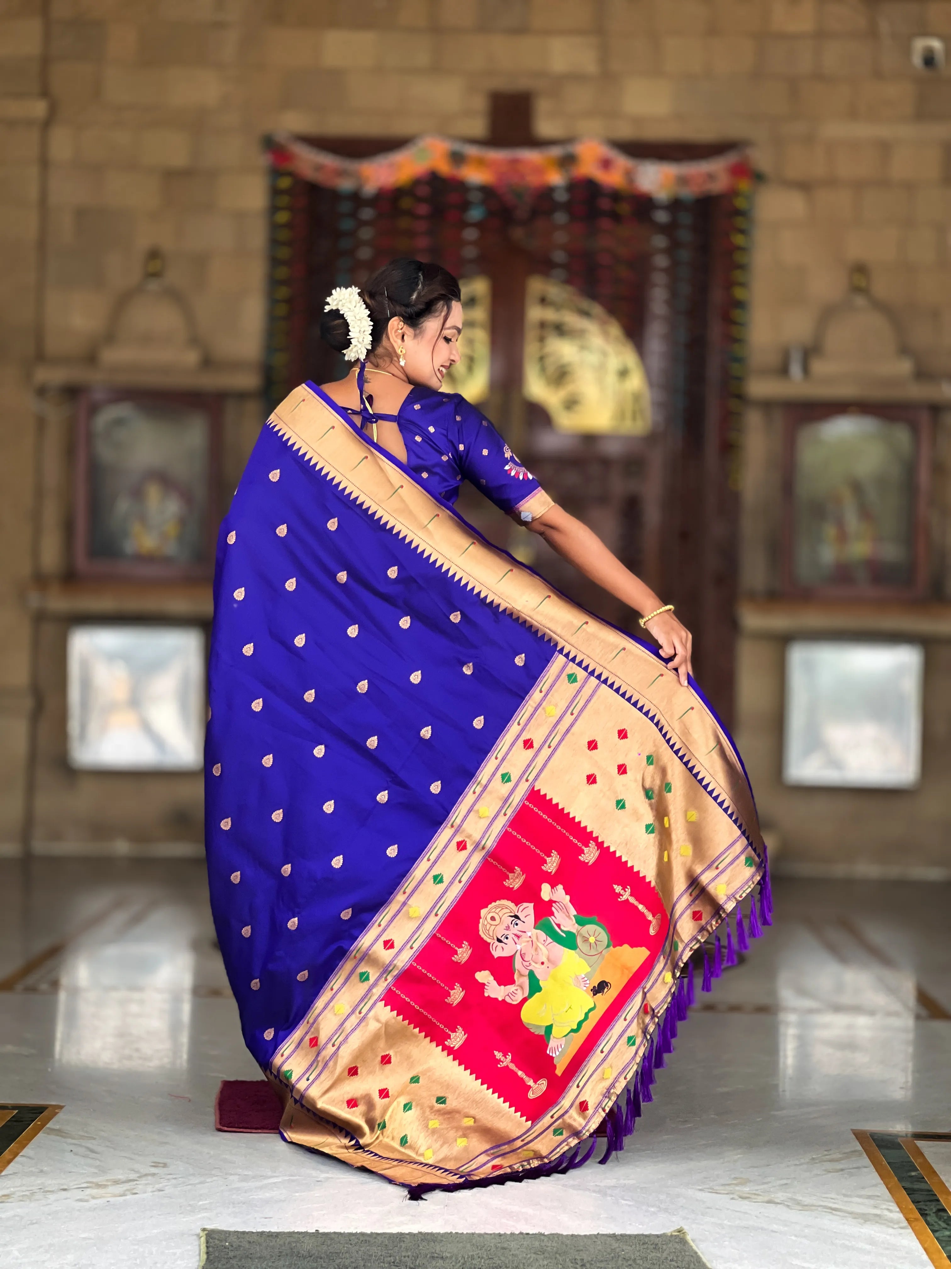 Soft Silk Ganpati Designer Paithani Saree