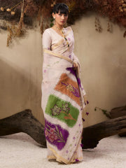 Premium Muga Cotton Resham Floral Pallu Saree