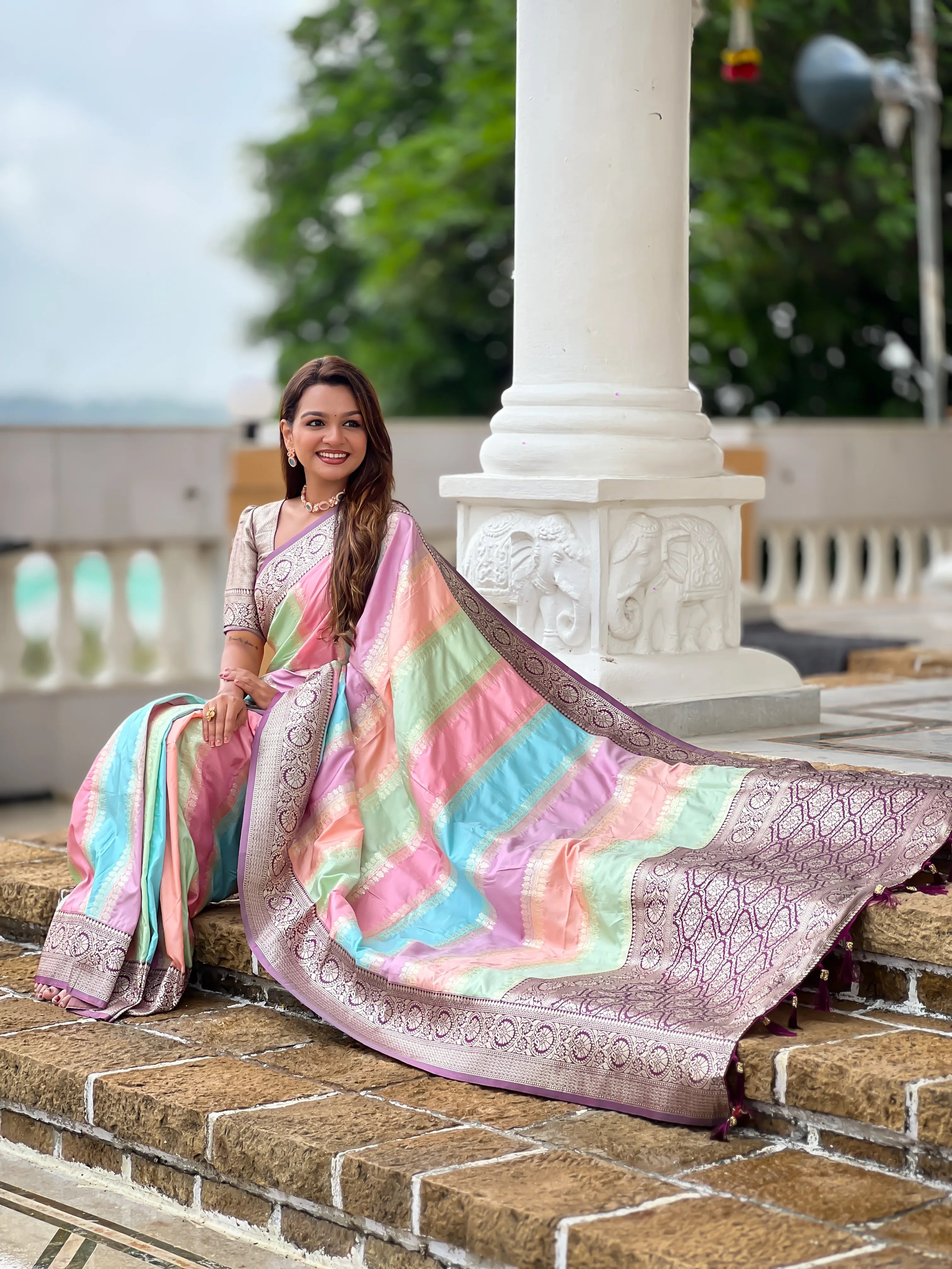 Soft Silk Banarasi Multicolor Design Saree