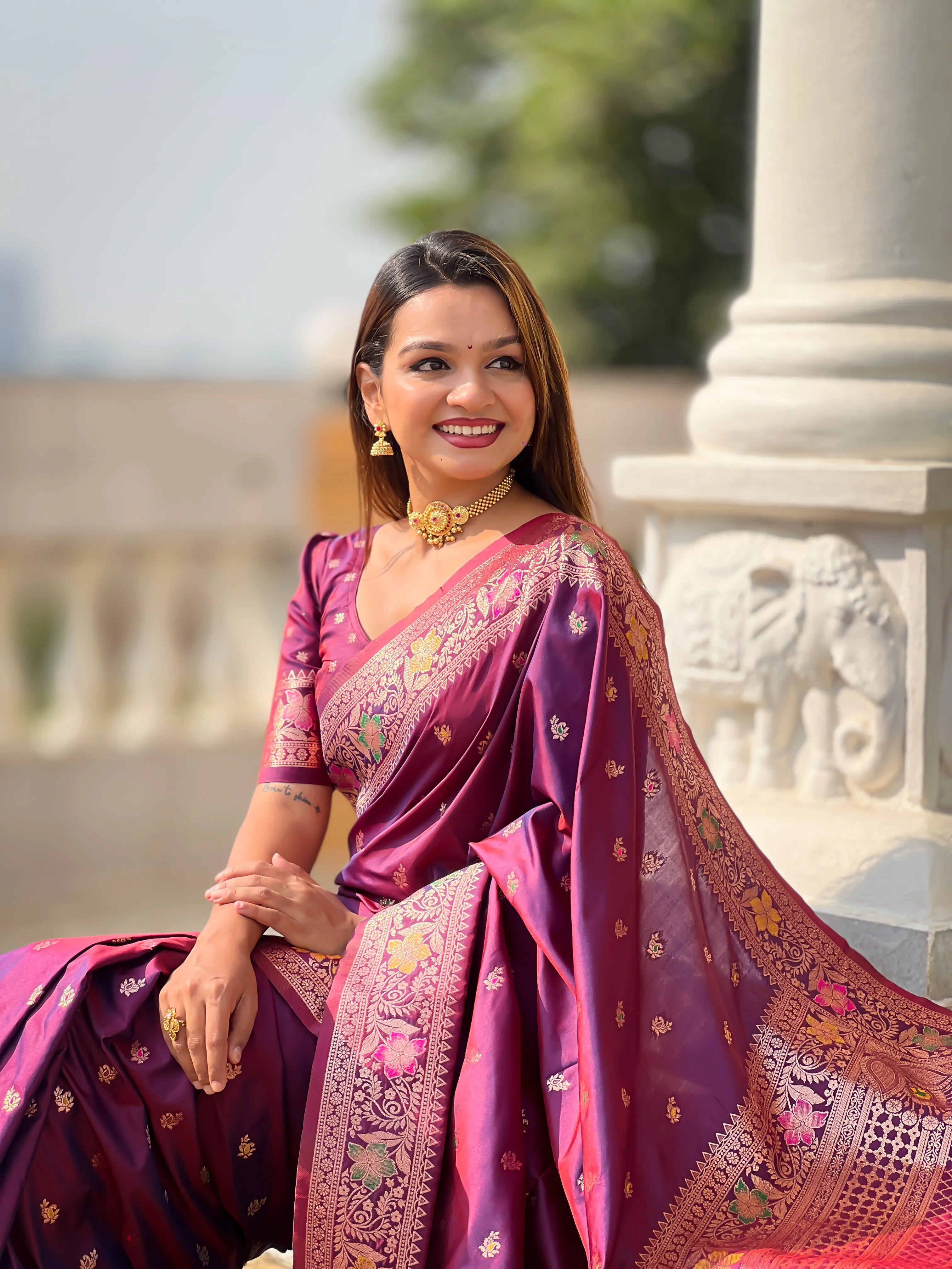 Soft Banarasi Silk Meenakari Saree
