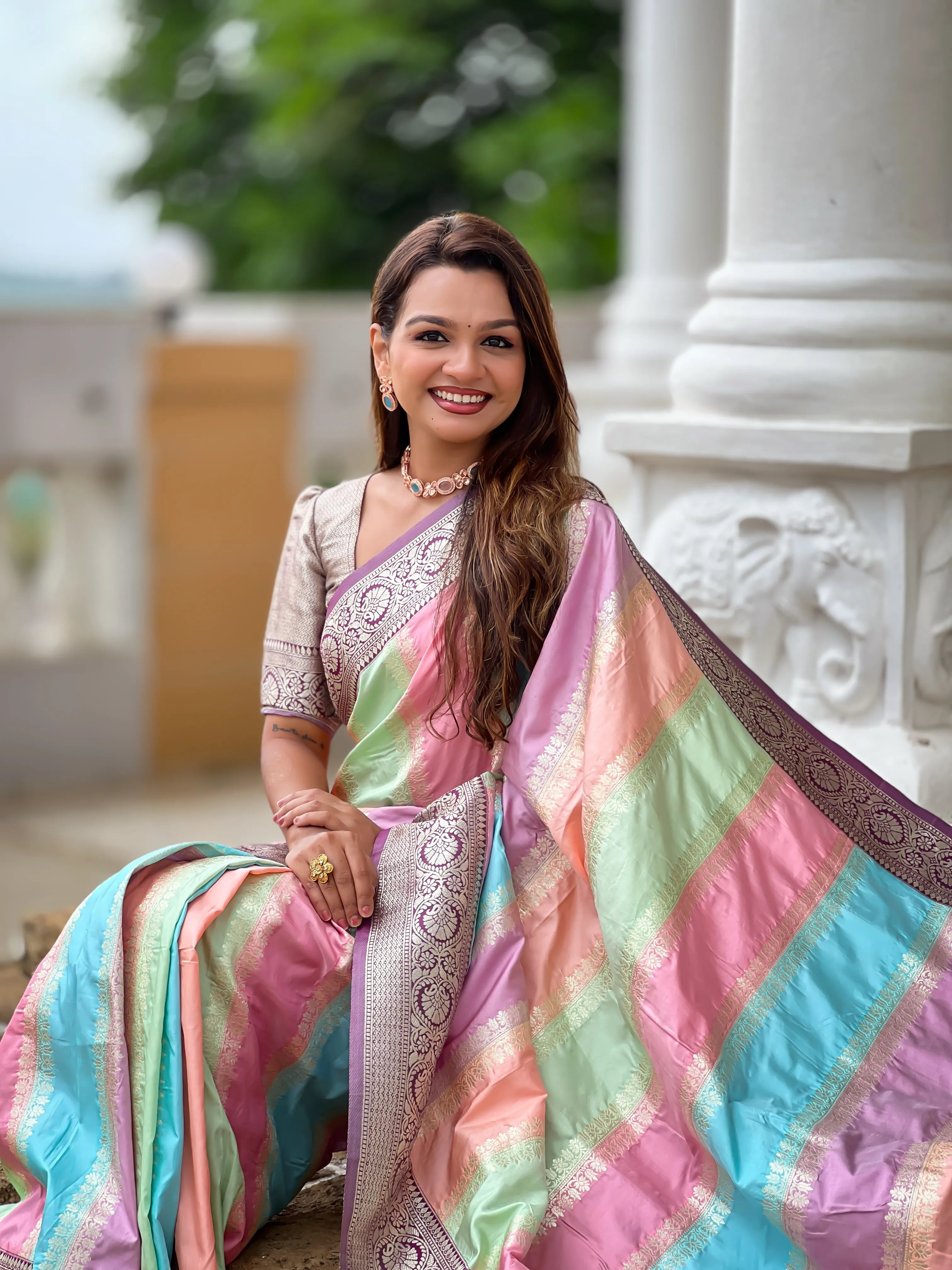 Soft Silk Banarasi Multicolor Design Saree