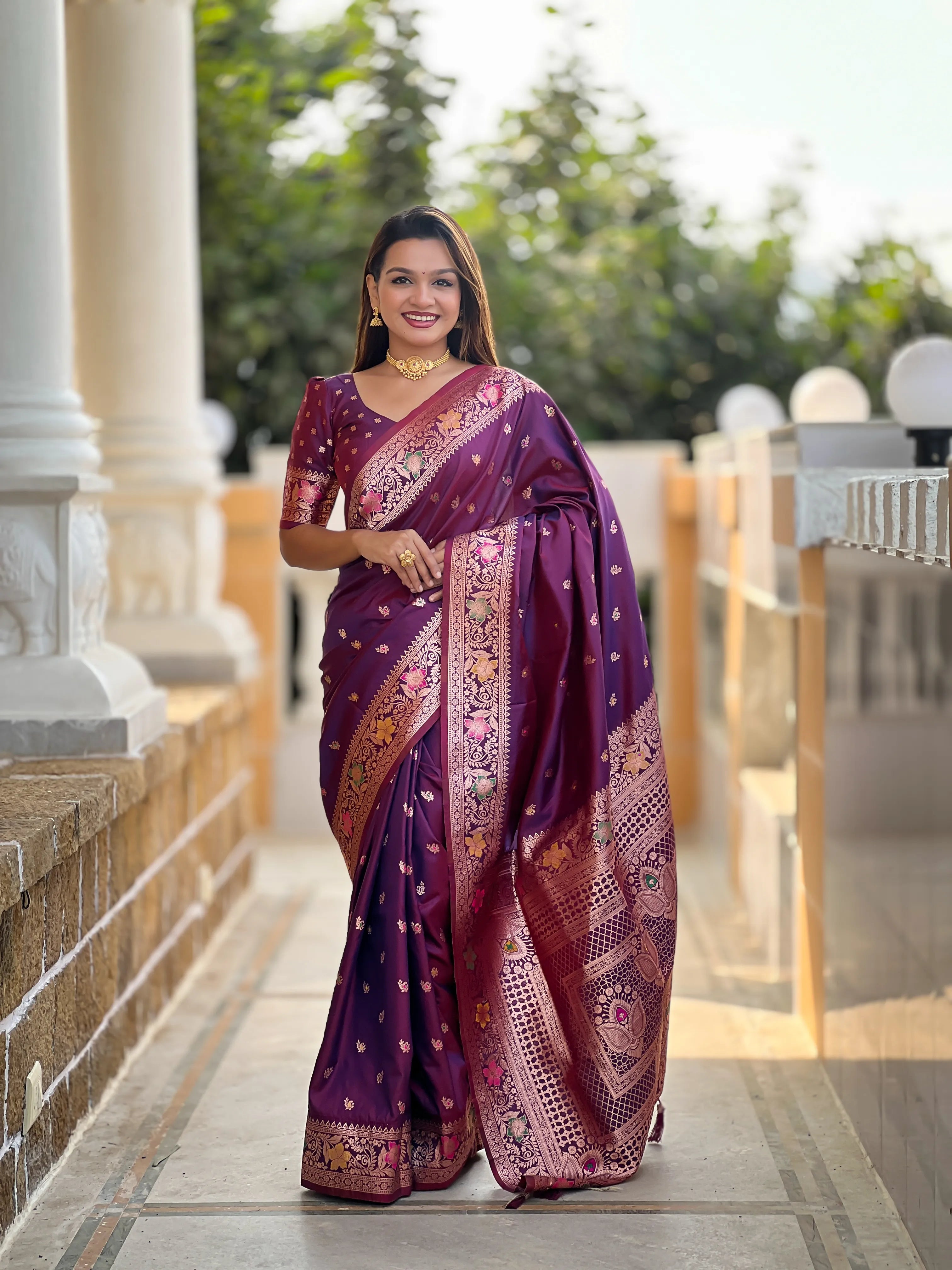 Soft Banarasi Silk Meenakari Saree