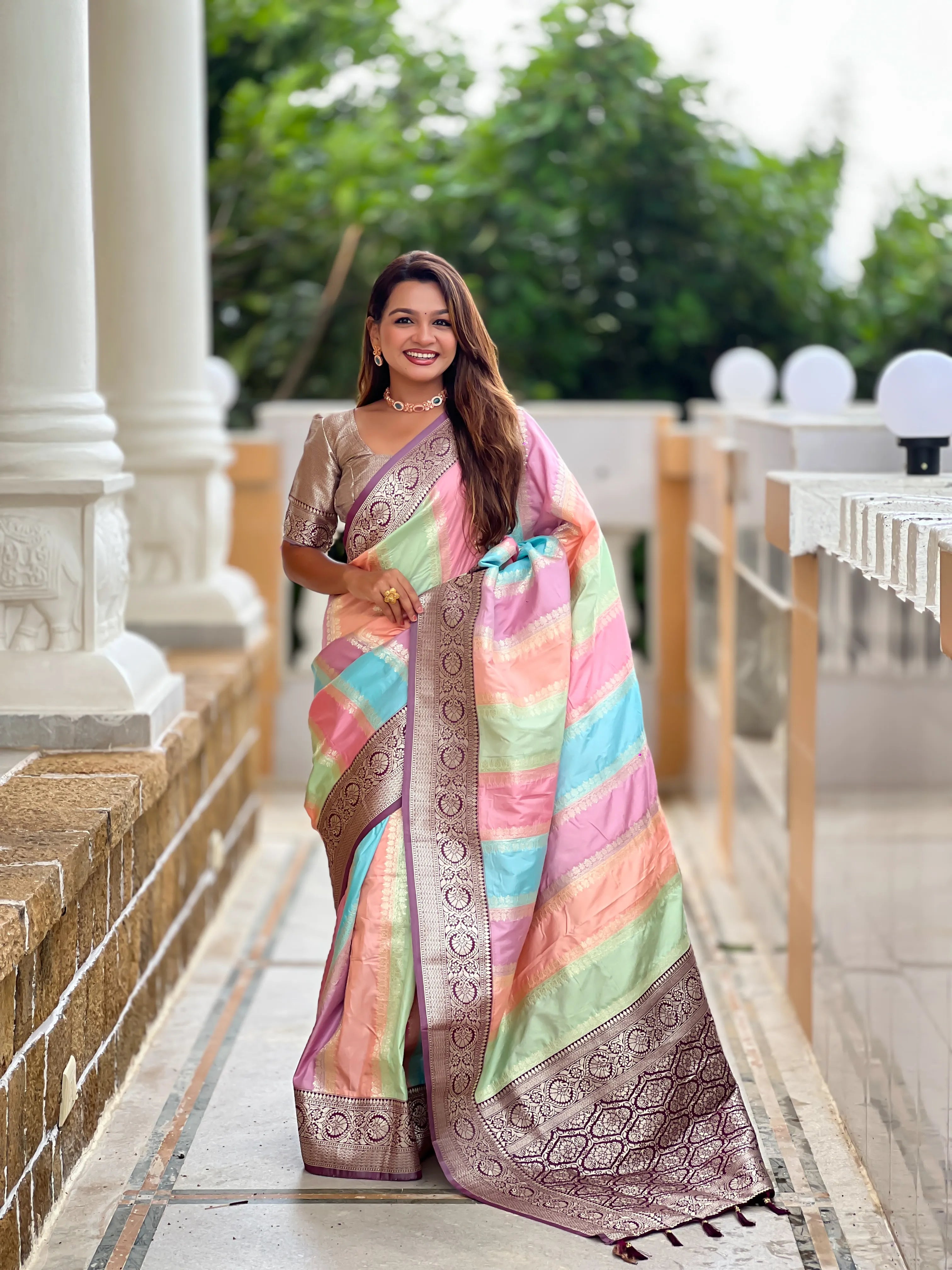 Soft Silk Banarasi Multicolor Design Saree
