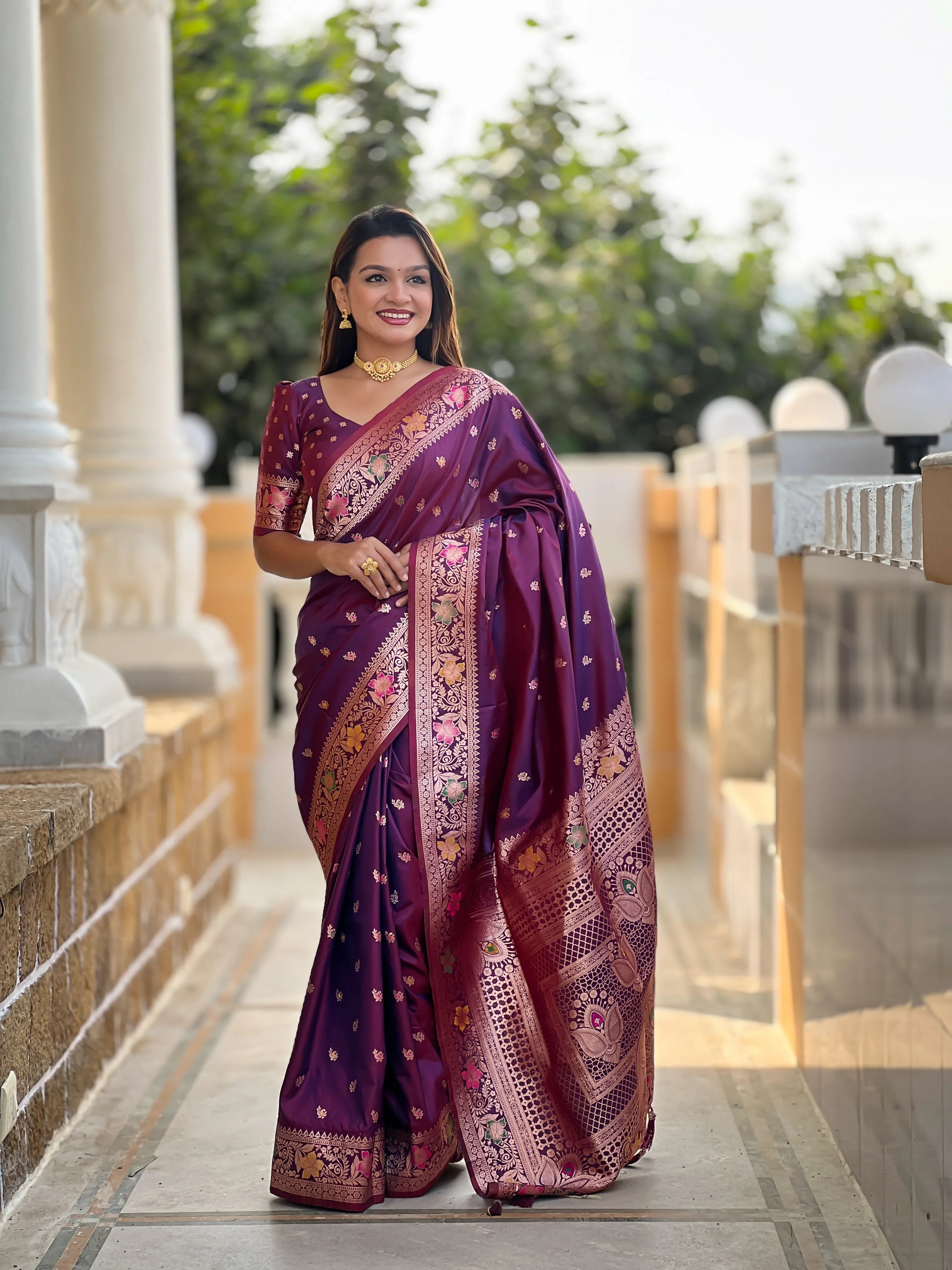 Soft Banarasi Silk Meenakari Saree