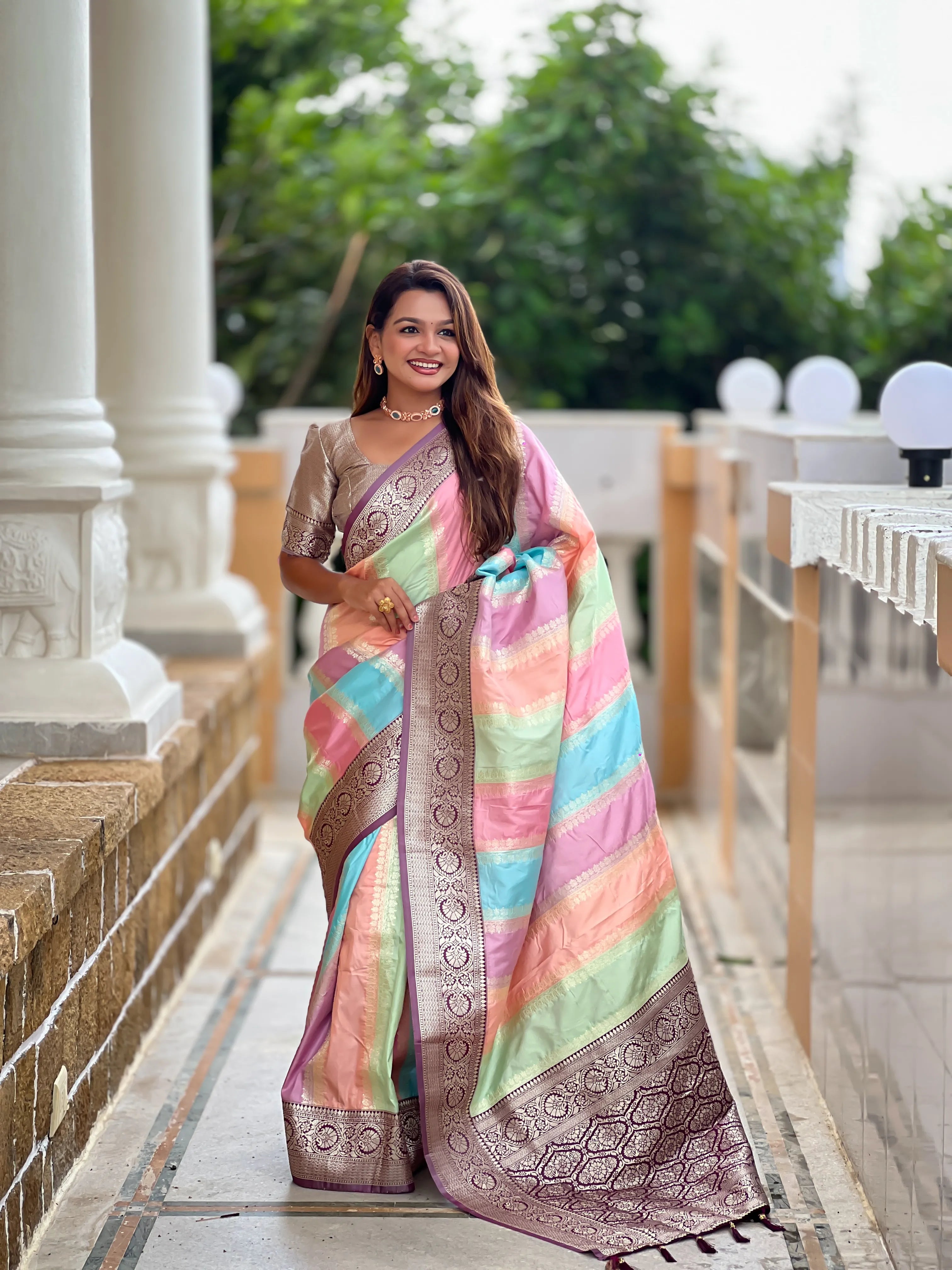 Soft Silk Banarasi Multicolor Design Saree