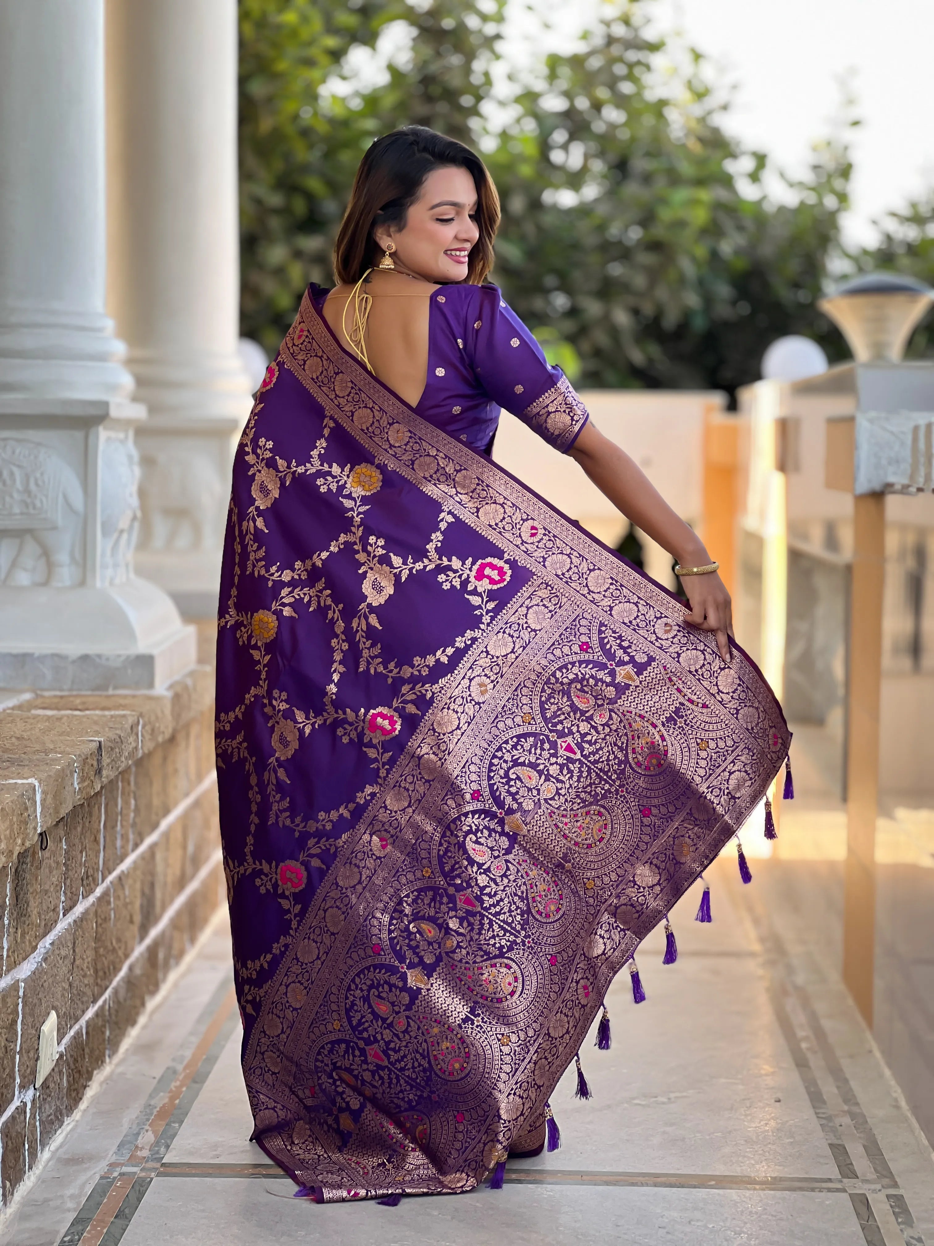 Soft Banarasi Silk Copper Zari Weaving Saree