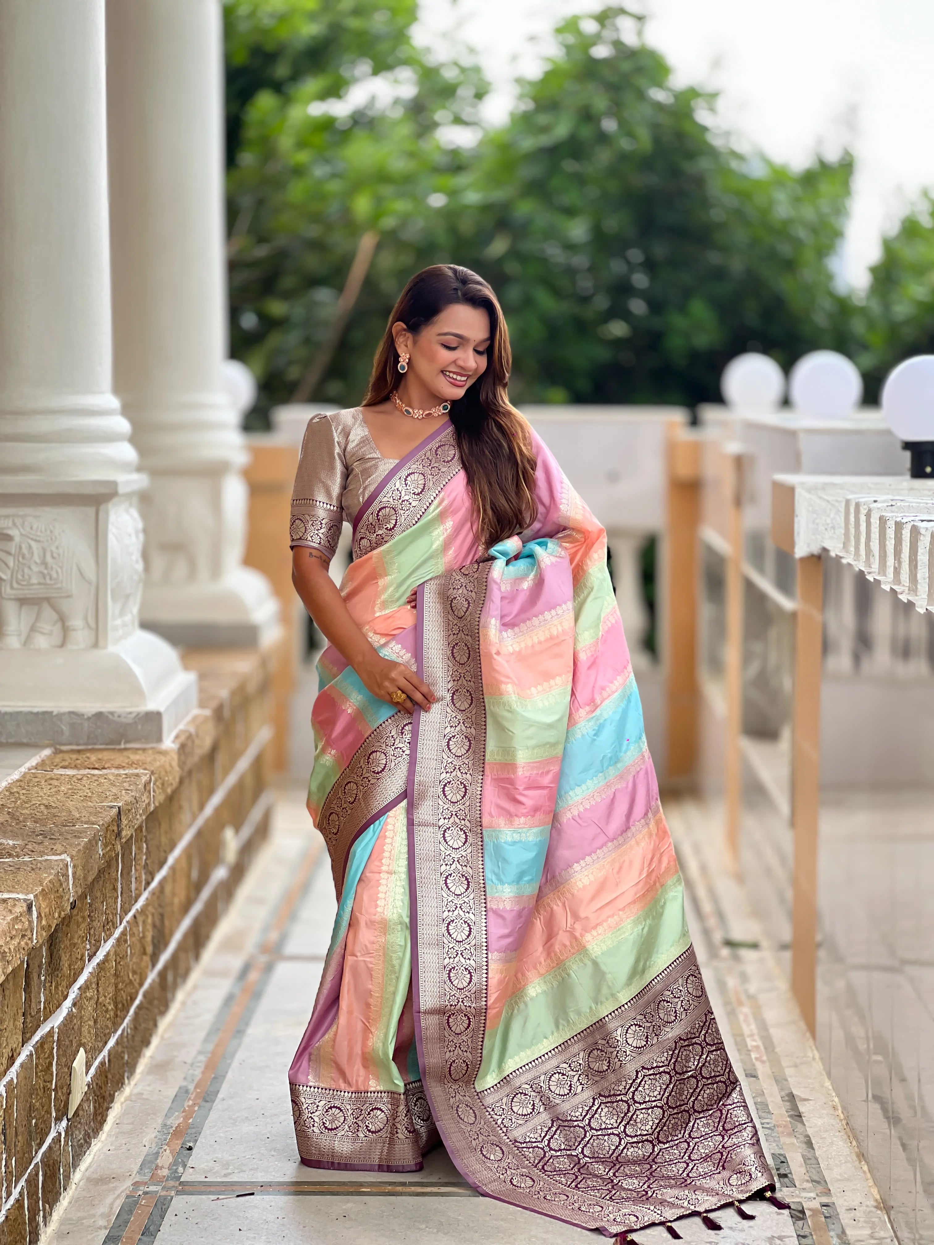 Soft Silk Banarasi Multicolor Design Saree