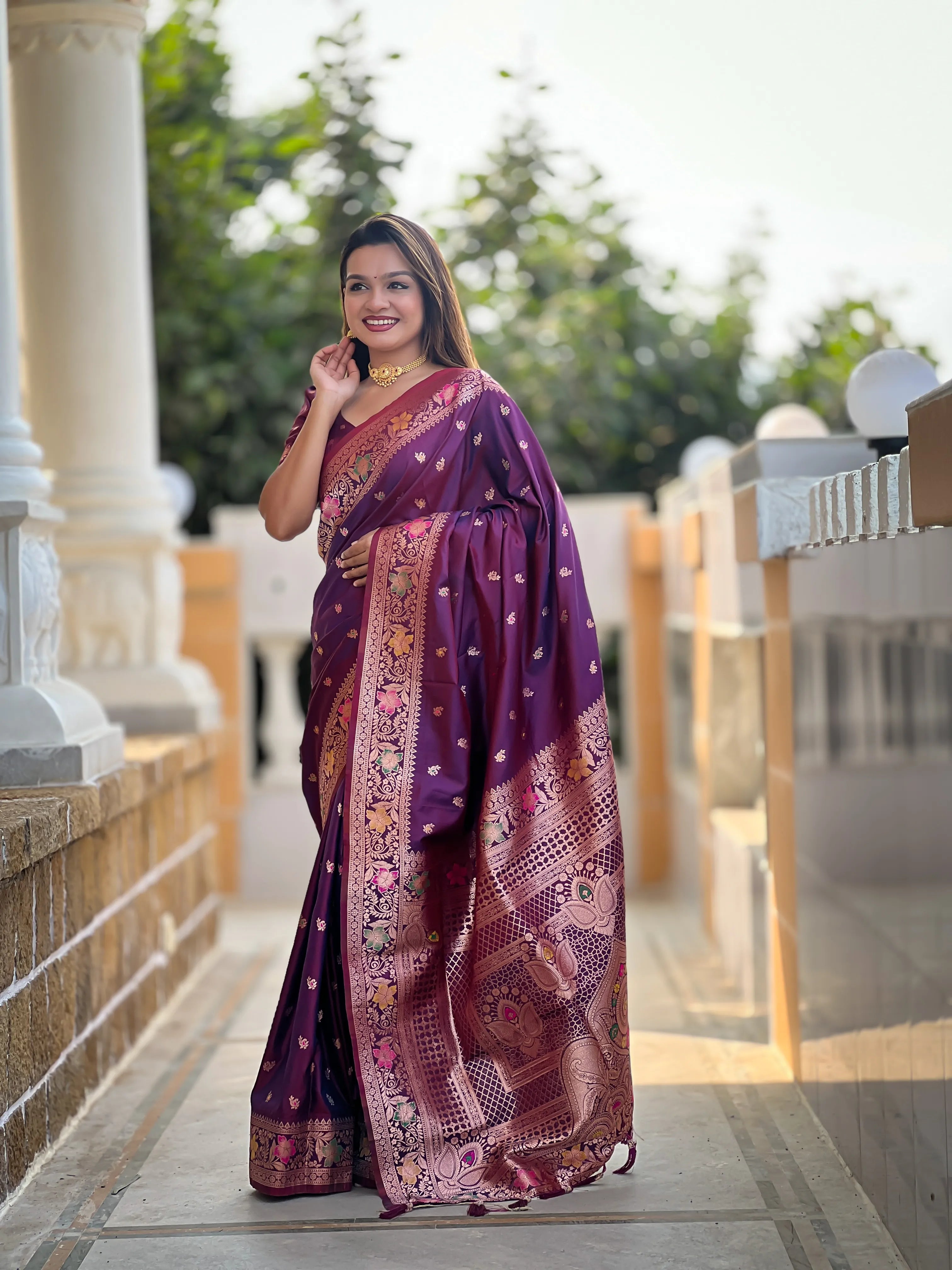 Soft Banarasi Silk Meenakari Saree