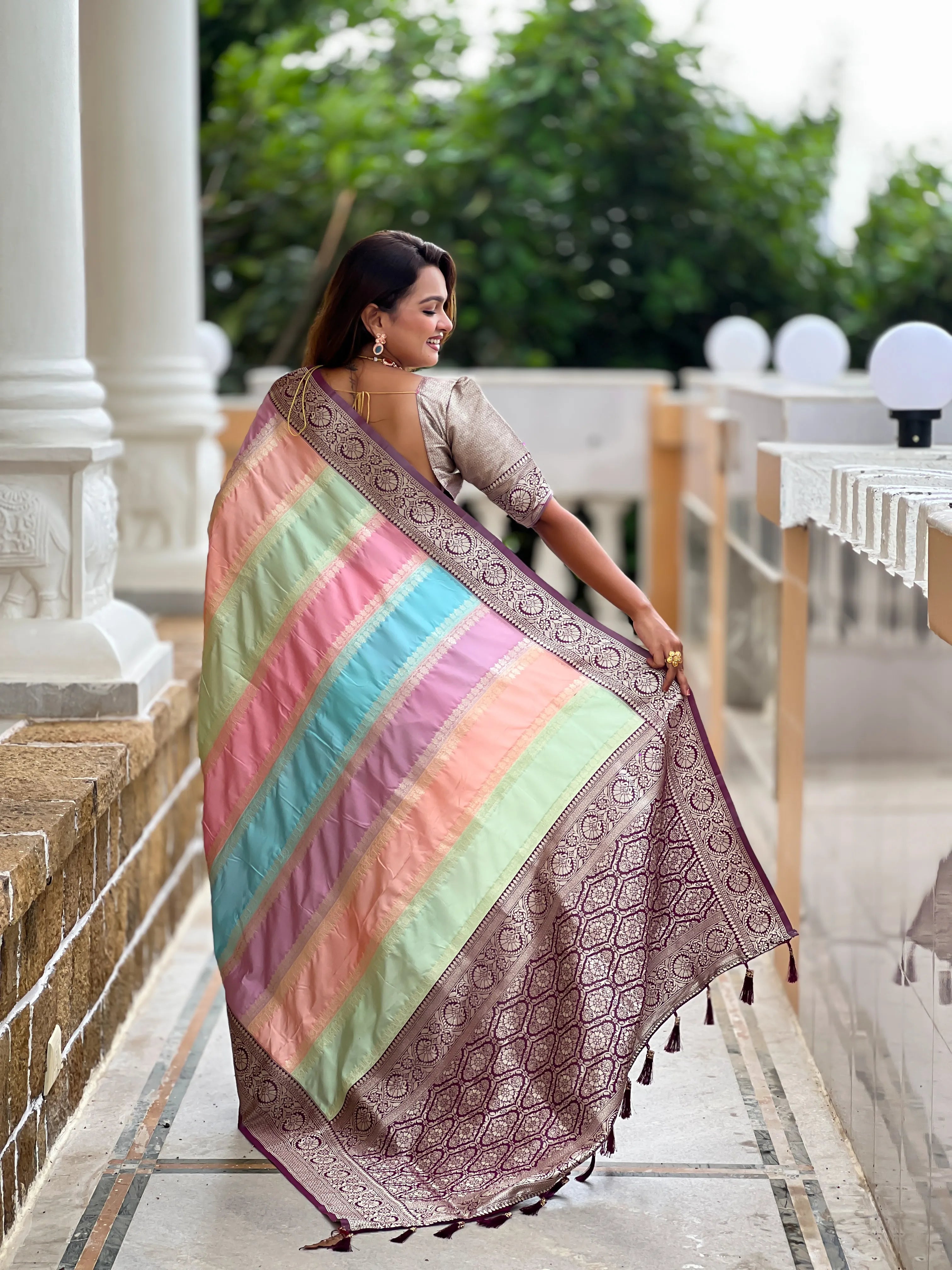 Soft Silk Banarasi Multicolor Design Saree