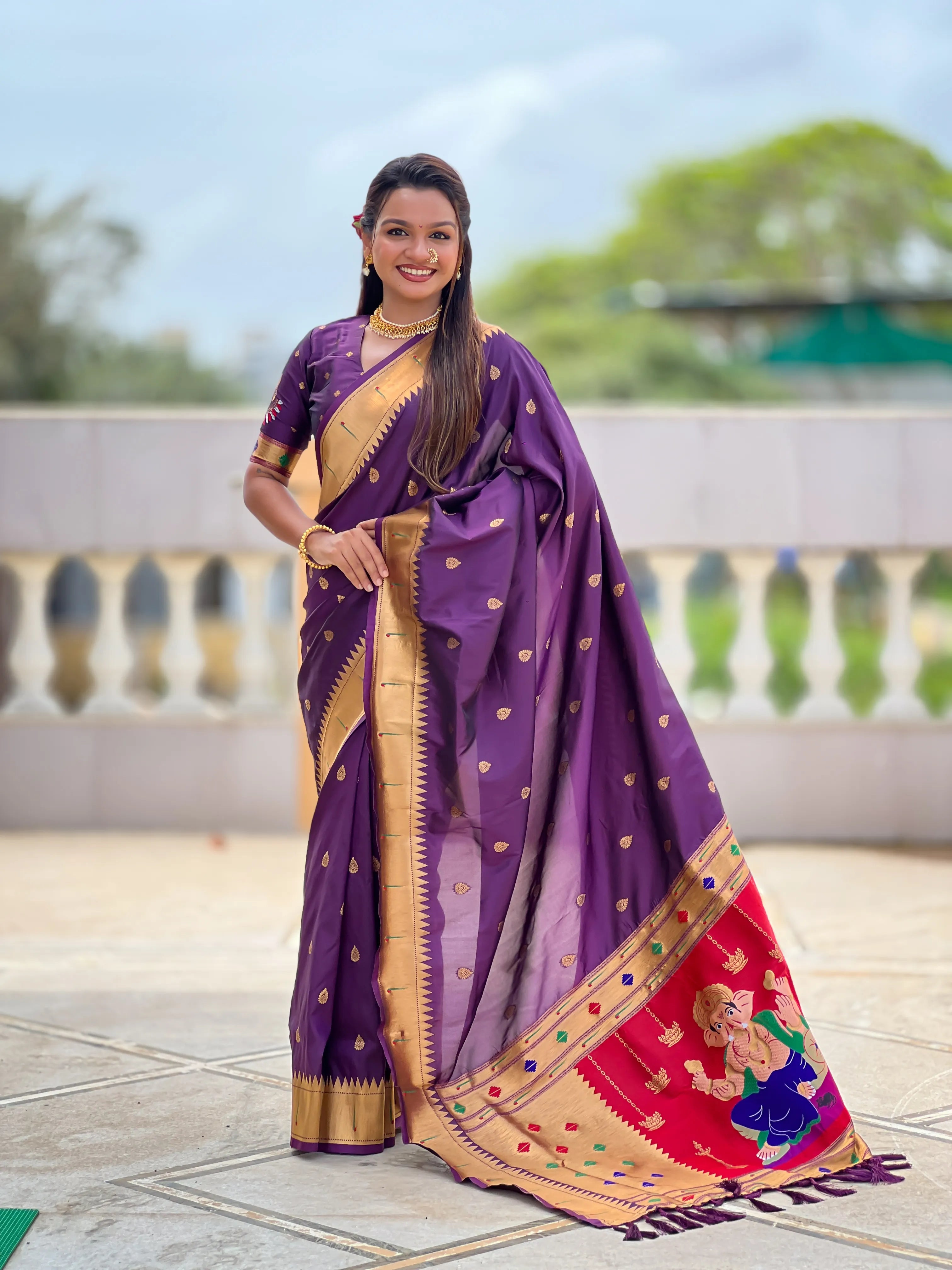 Soft Silk Ganpati Designer Paithani Saree