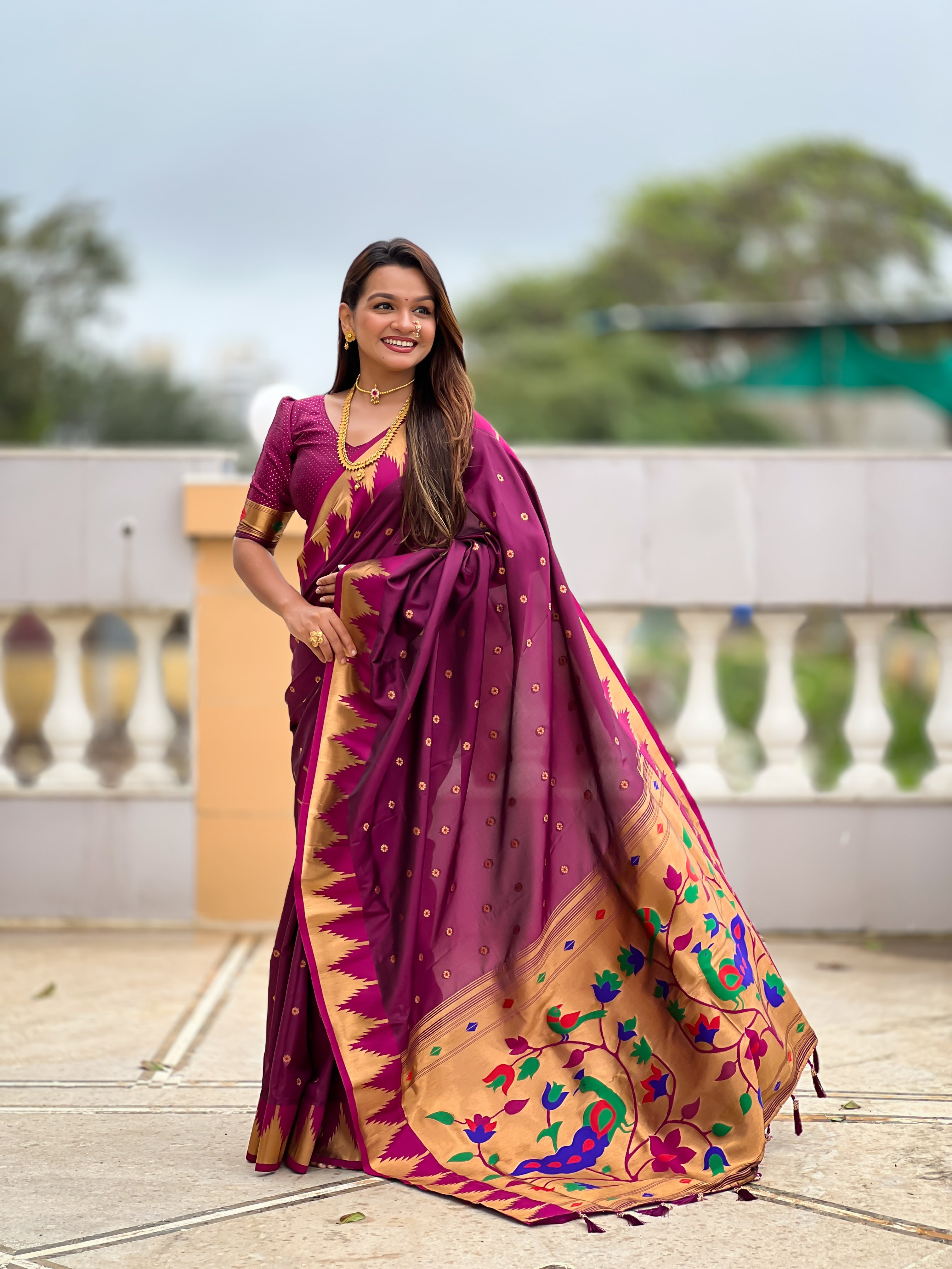 Soft Silk Designer Temple Paithani Saree