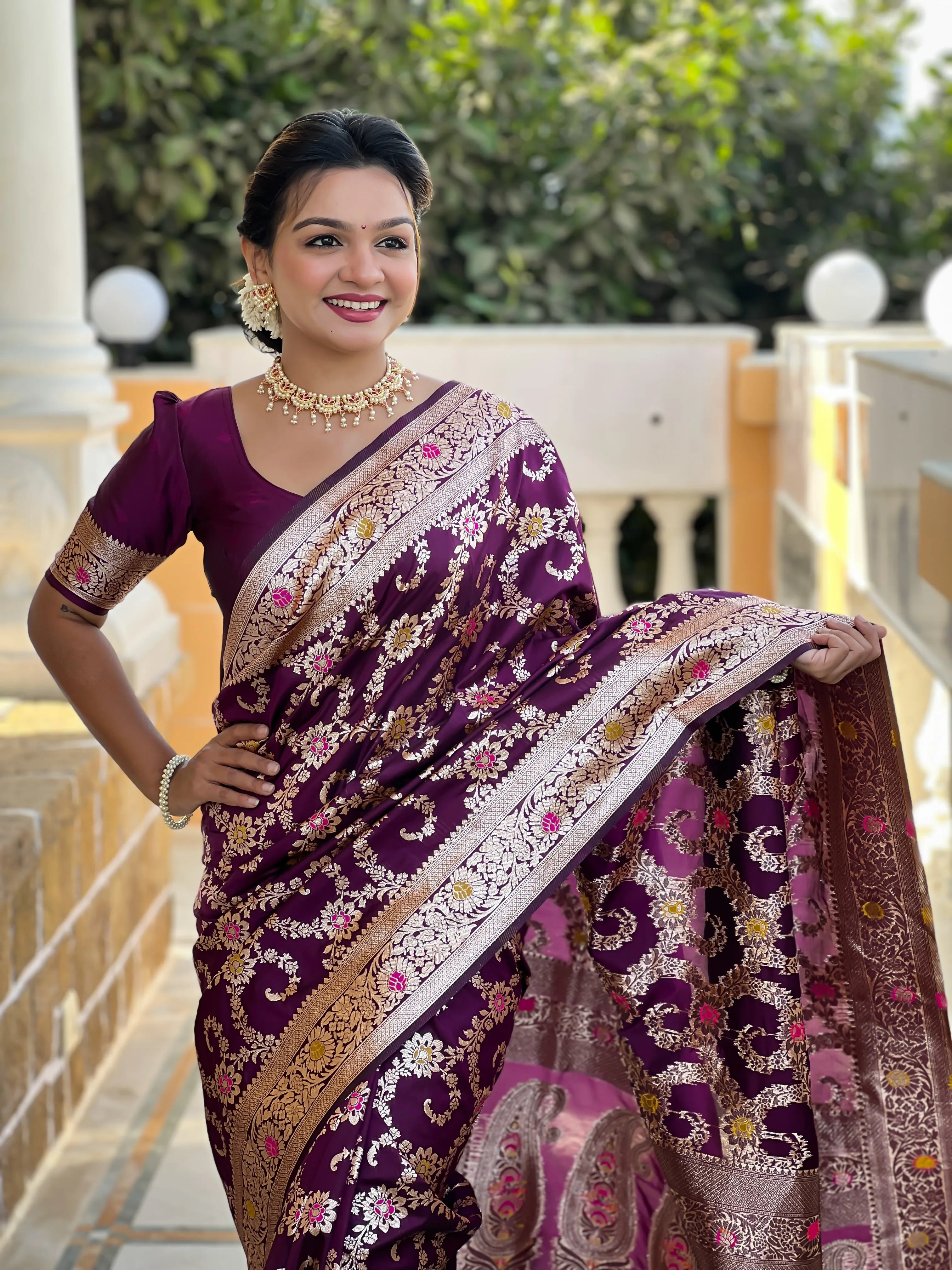 Soft Banarasi Silk Original Meenakari Touch up Rich Pallu Saree (Product Code: AS-875)