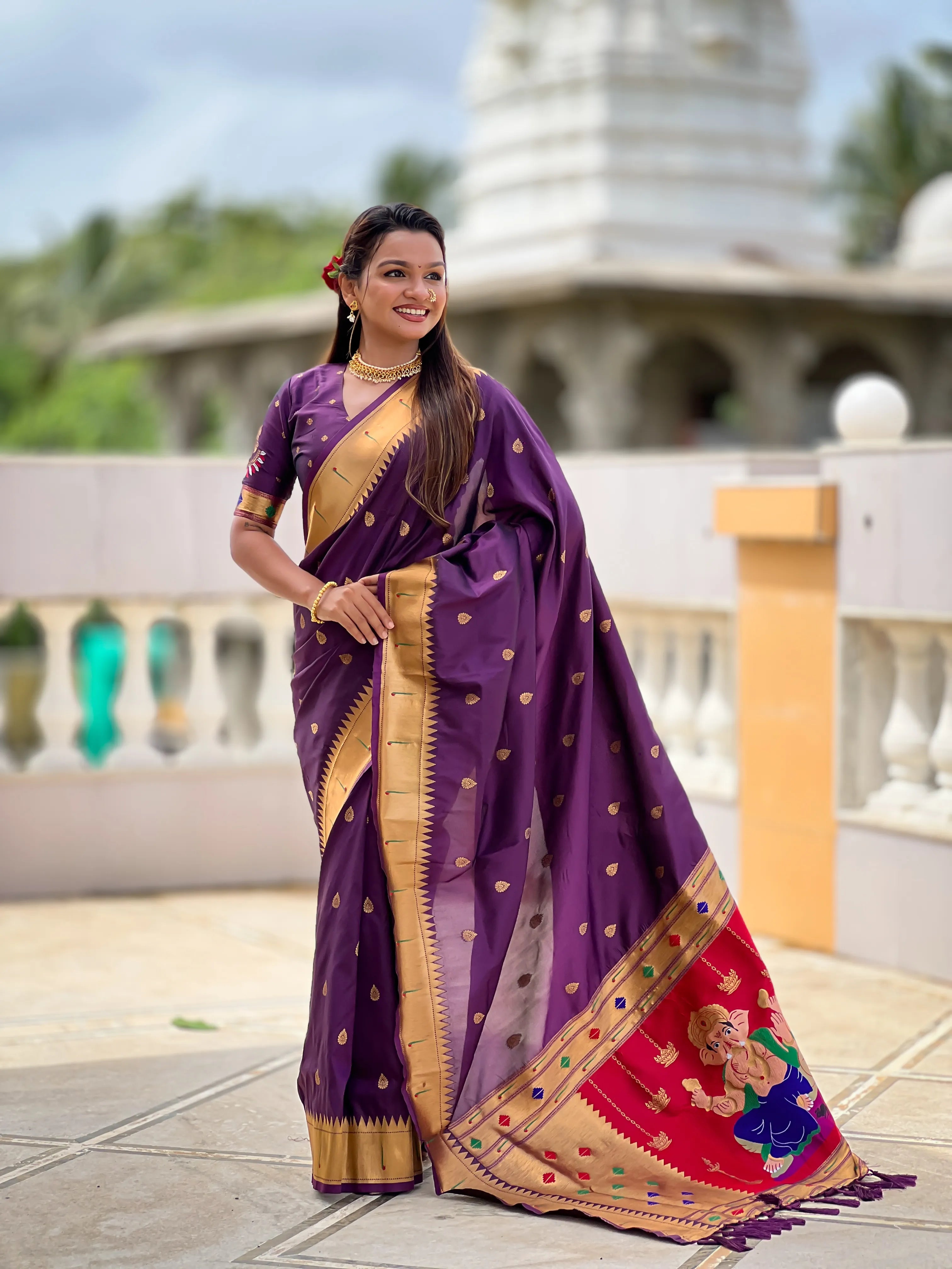 Soft Silk Ganpati Designer Paithani Saree