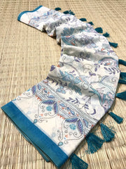 Malai Cotton Katha Printed Saree