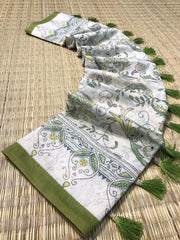 Malai Cotton Katha Printed Saree