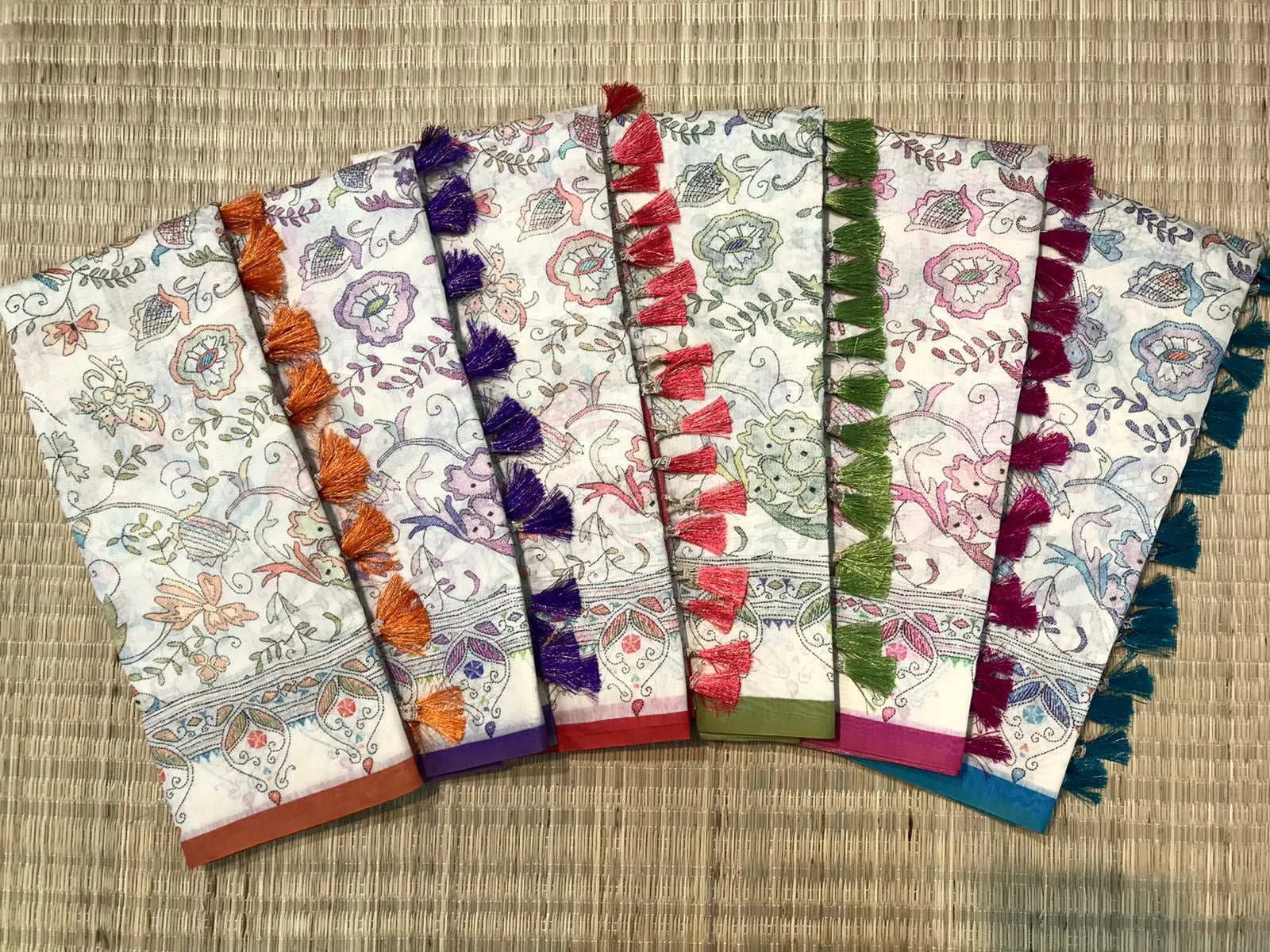 Malai Cotton Katha Printed Saree