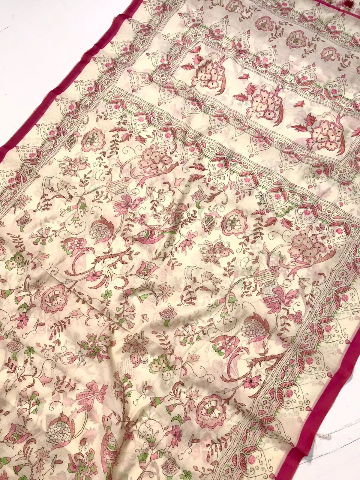 Malai Cotton Katha Printed Saree