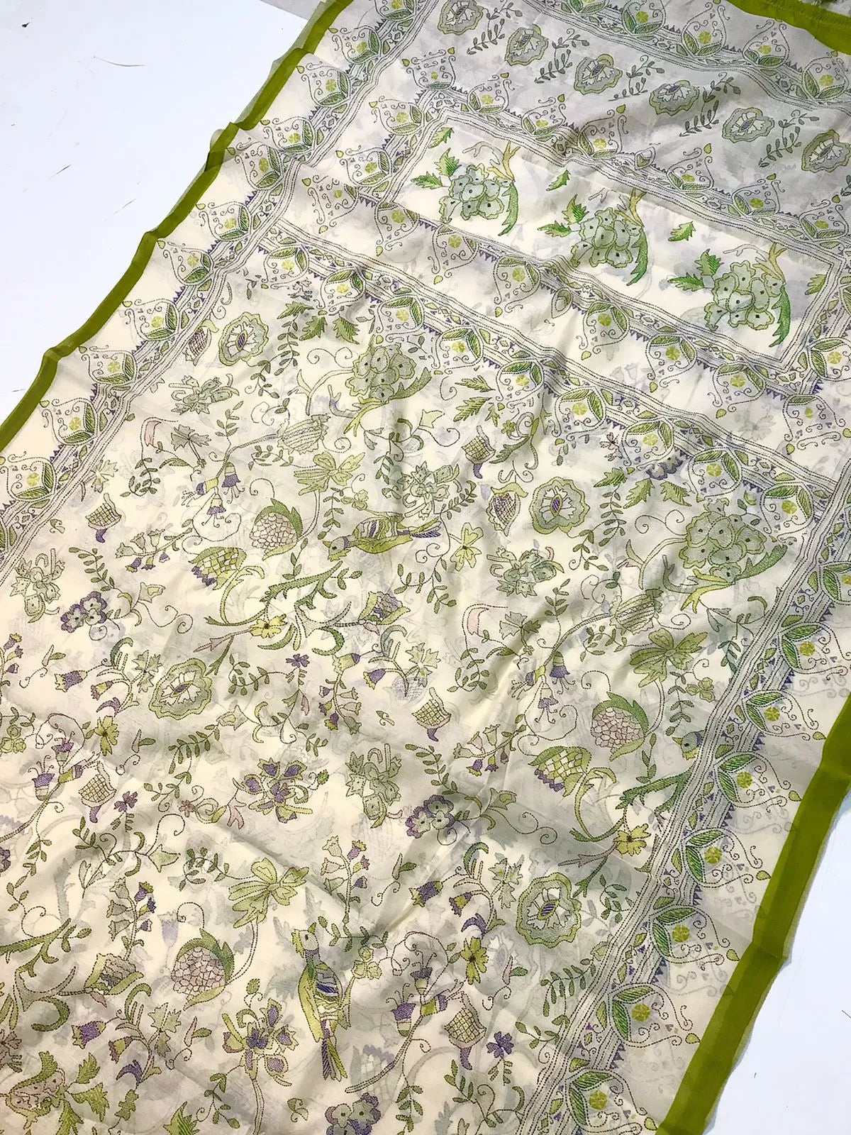 Malai Cotton Katha Printed Saree