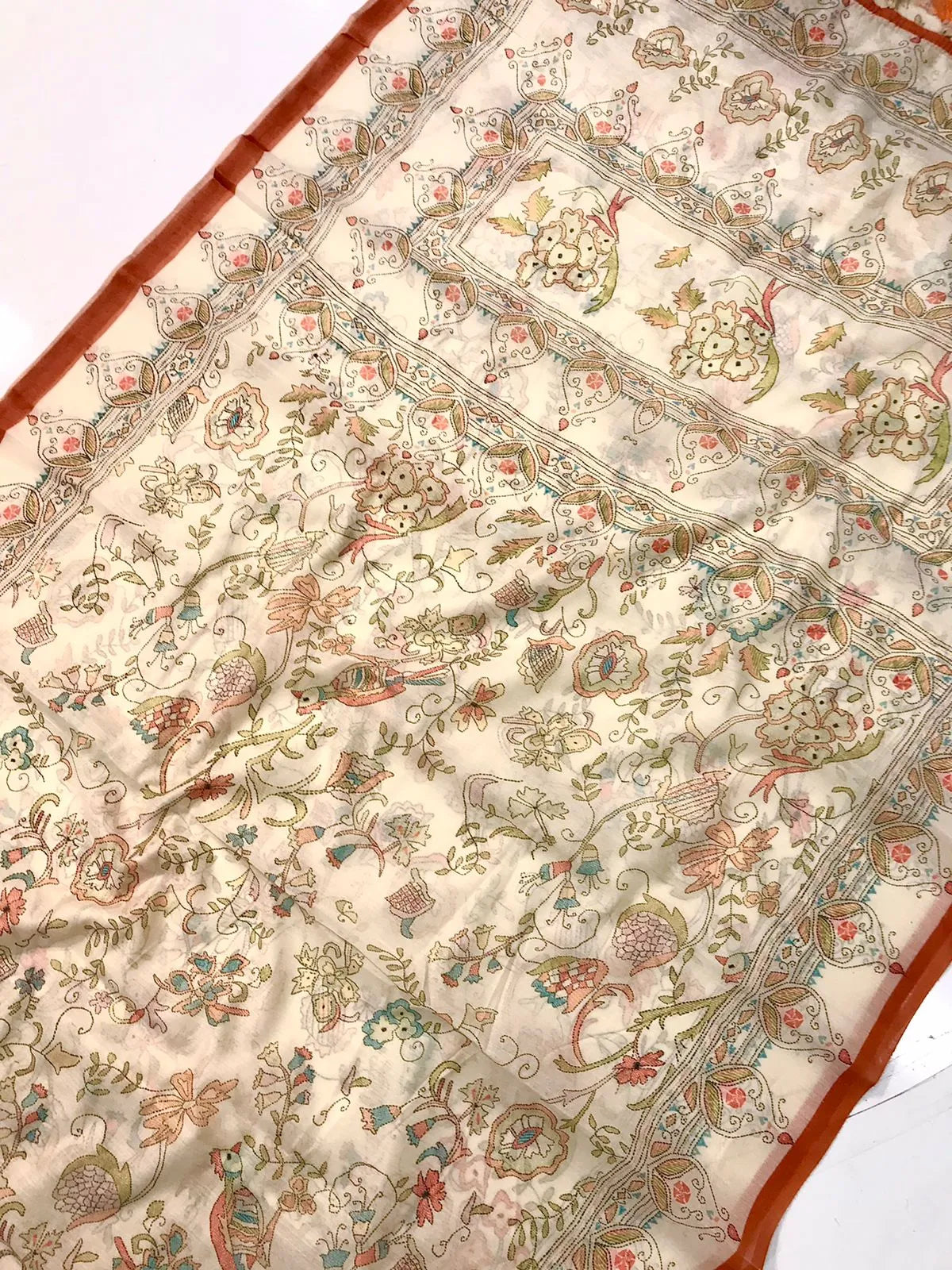 Malai Cotton Katha Printed Saree