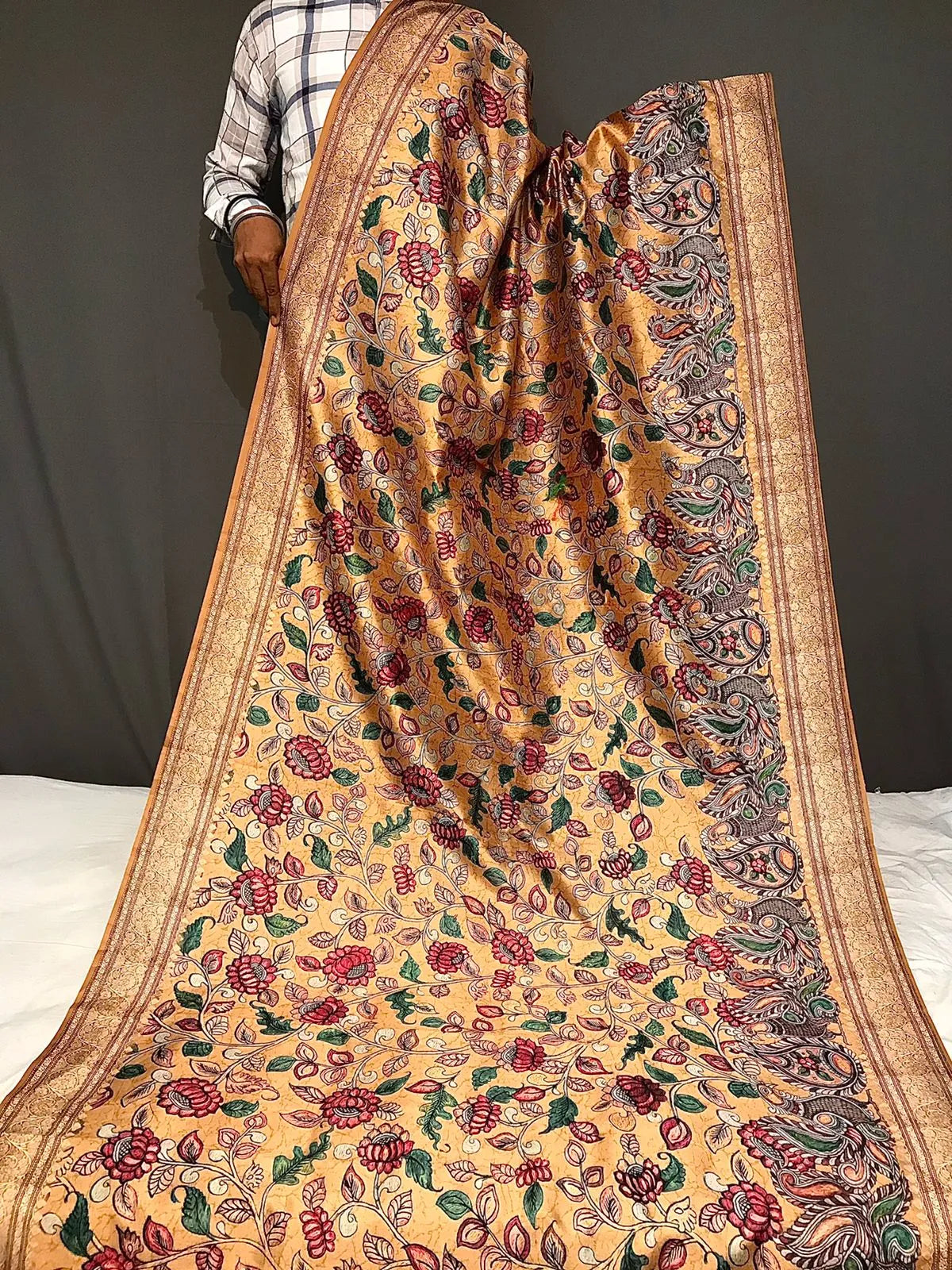 Kalamkari Fusion Printed Soft Silk Saree