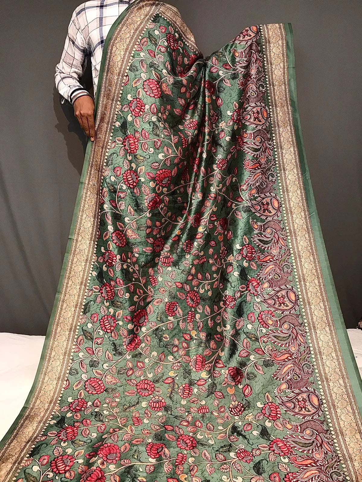 Kalamkari Fusion Printed Soft Silk Saree