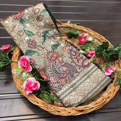 Kalamkari Fusion Printed Soft Silk Saree