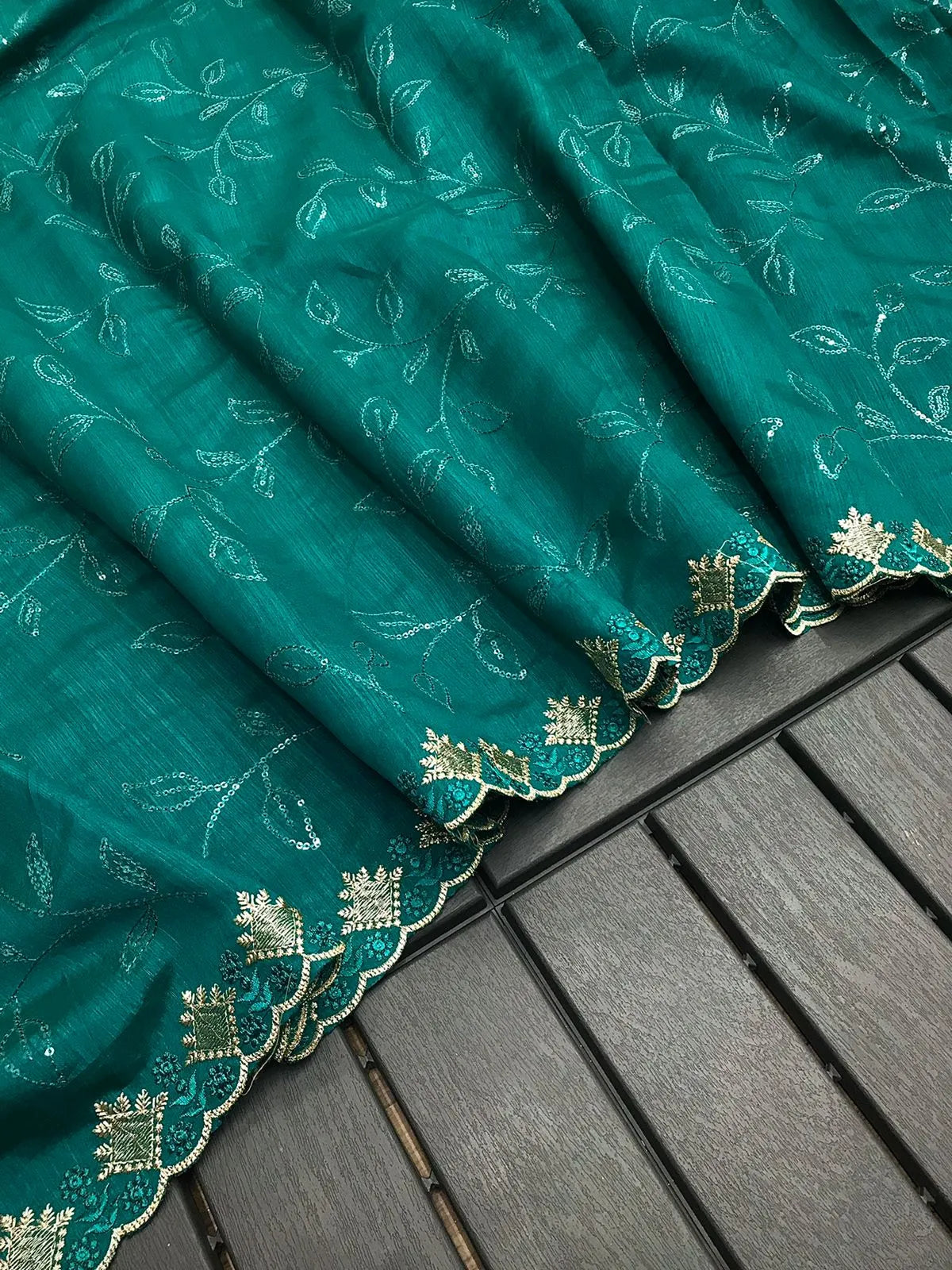 Ruhi Silk Jaal Work Sequence Saree