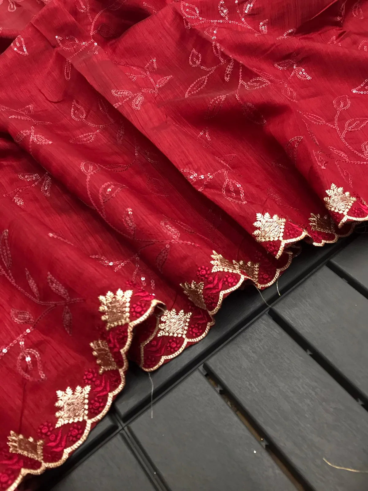 Ruhi Silk Jaal Work Sequence Saree