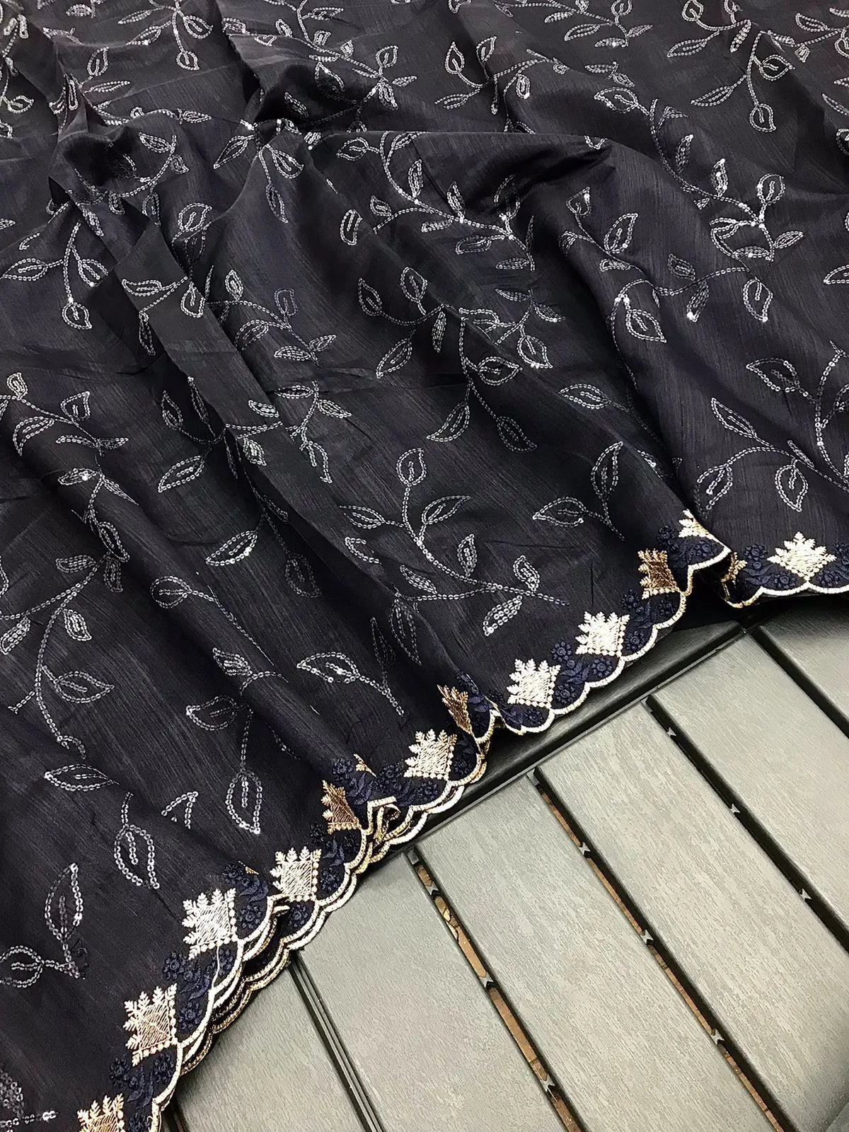 Ruhi Silk Jaal Work Sequence Saree