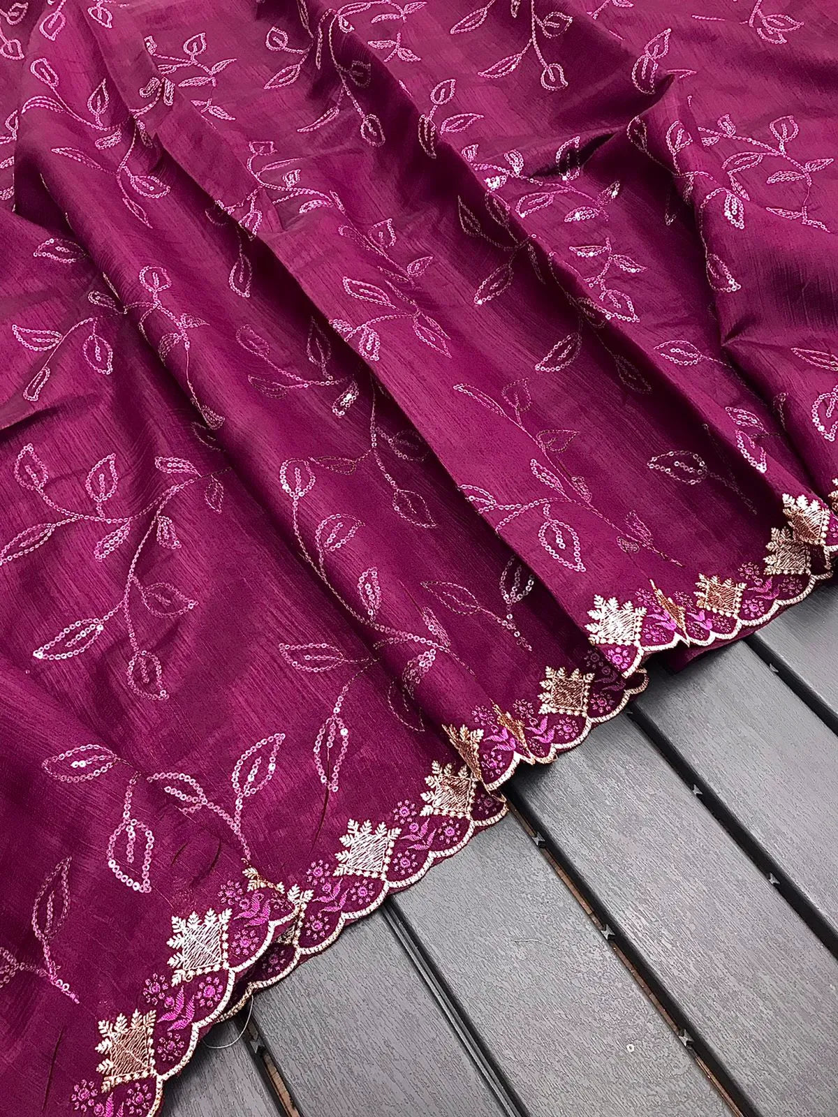 Ruhi Silk Jaal Work Sequence Saree