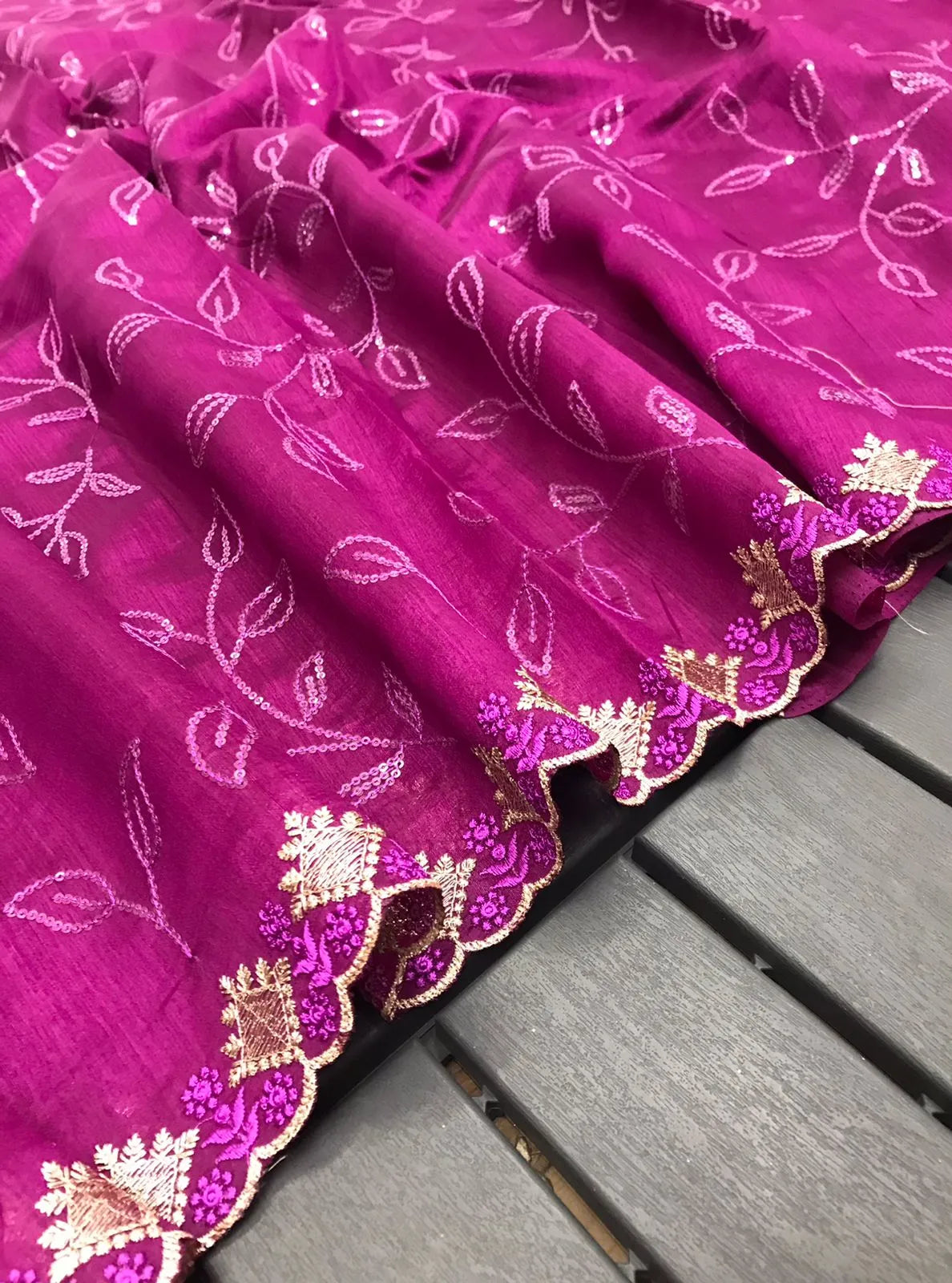 Ruhi Silk Jaal Work Sequence Saree