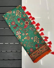 Kalamkari Printed Pure Malai Cotton Saree
