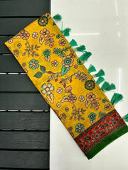 Kalamkari Printed Pure Malai Cotton Saree