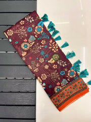 Kalamkari Printed Pure Malai Cotton Saree