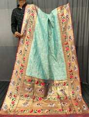 Lucknowi Paithani and Patola Fusion Saree