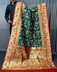 Lucknowi Paithani and Patola Fusion Saree