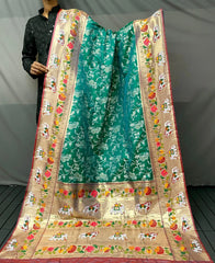 Lucknowi Paithani and Patola Fusion Saree