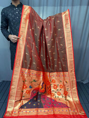 Paithani Soft Silk Contast Border Saree