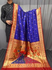 Paithani Soft Silk Contast Border Saree
