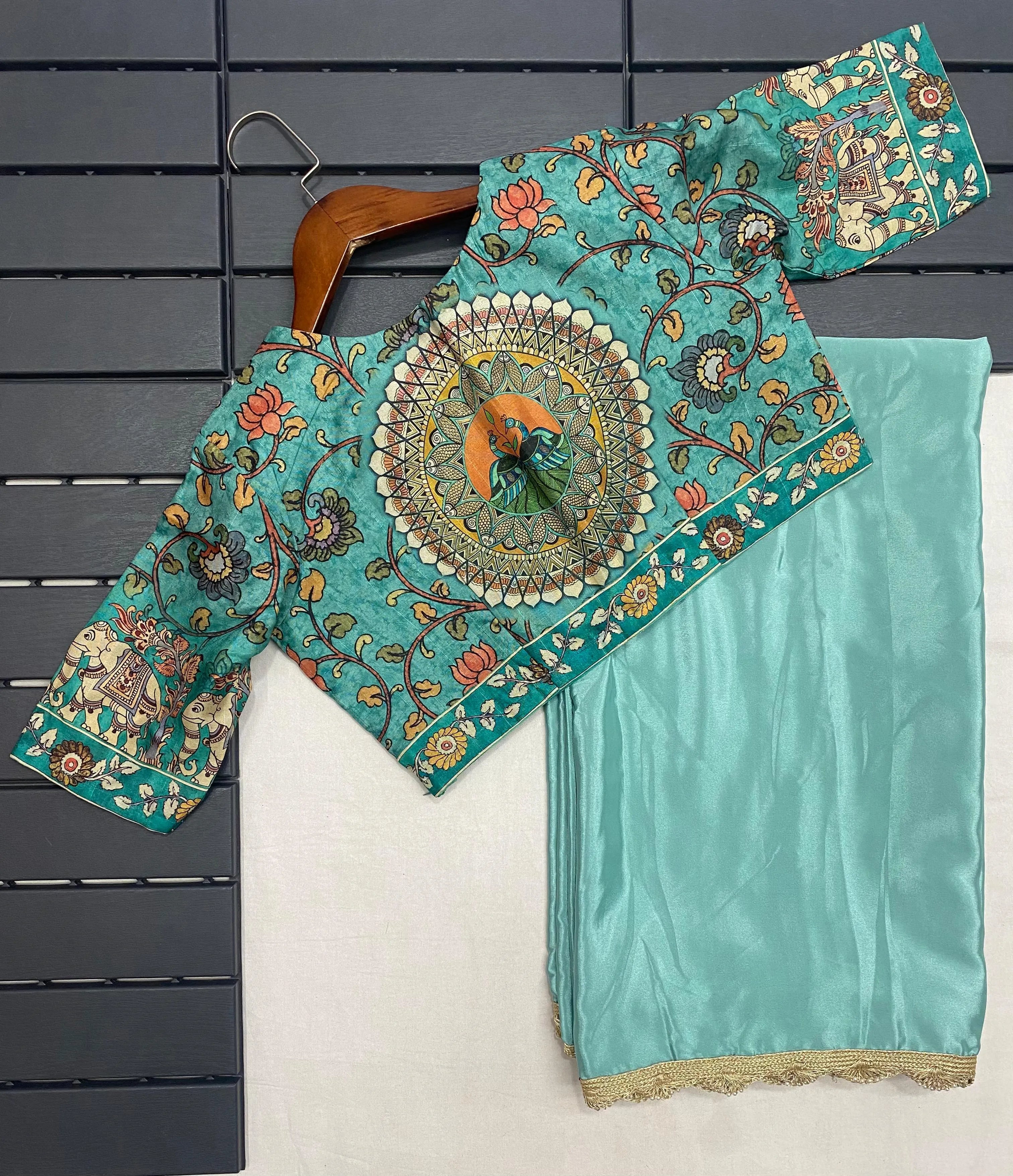 Crape Satin Fabric Fully Work Saree