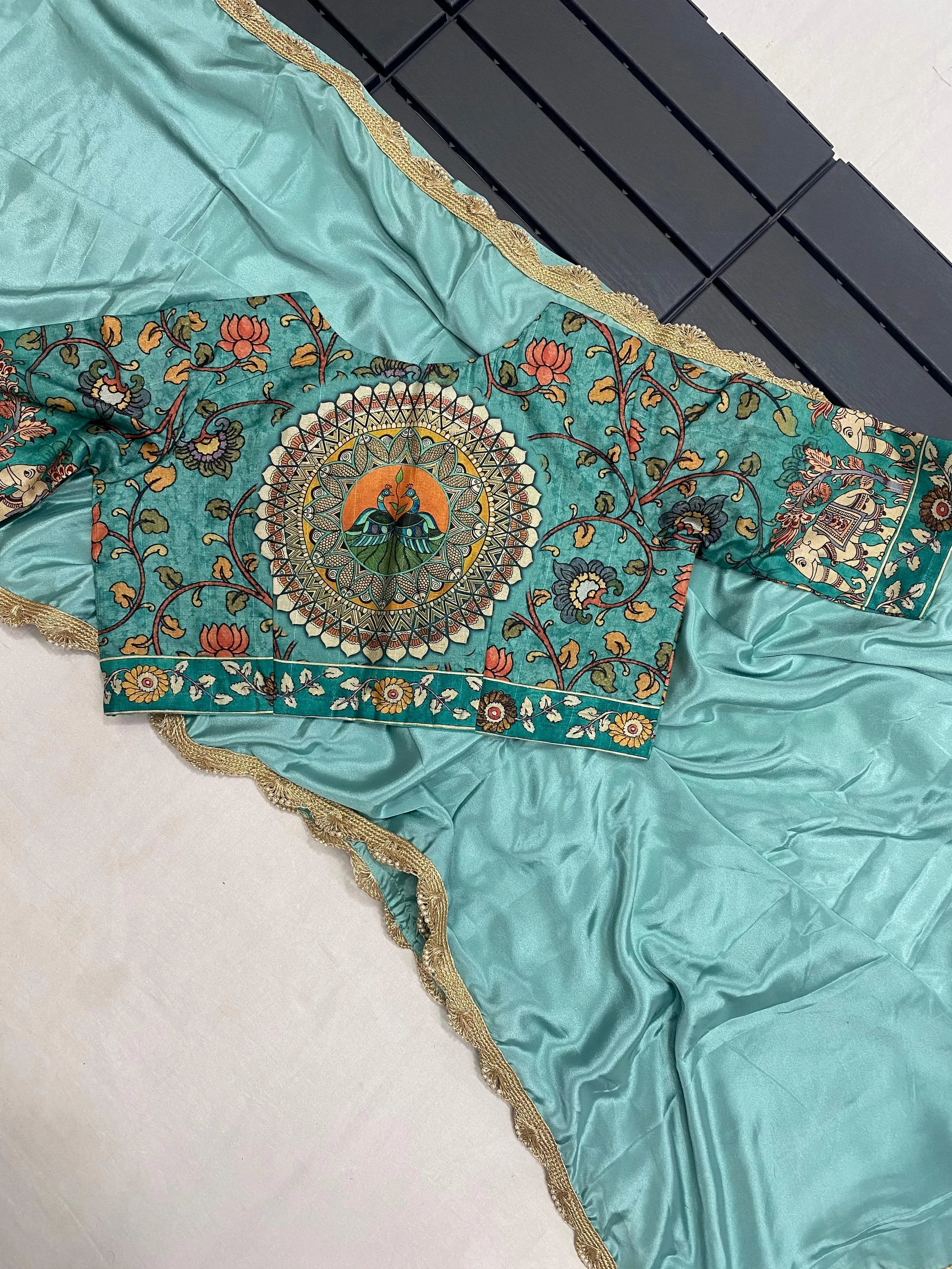 Crape Satin Fabric Fully Work Saree
