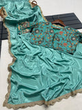 Crape Satin Fabric Fully Work Saree