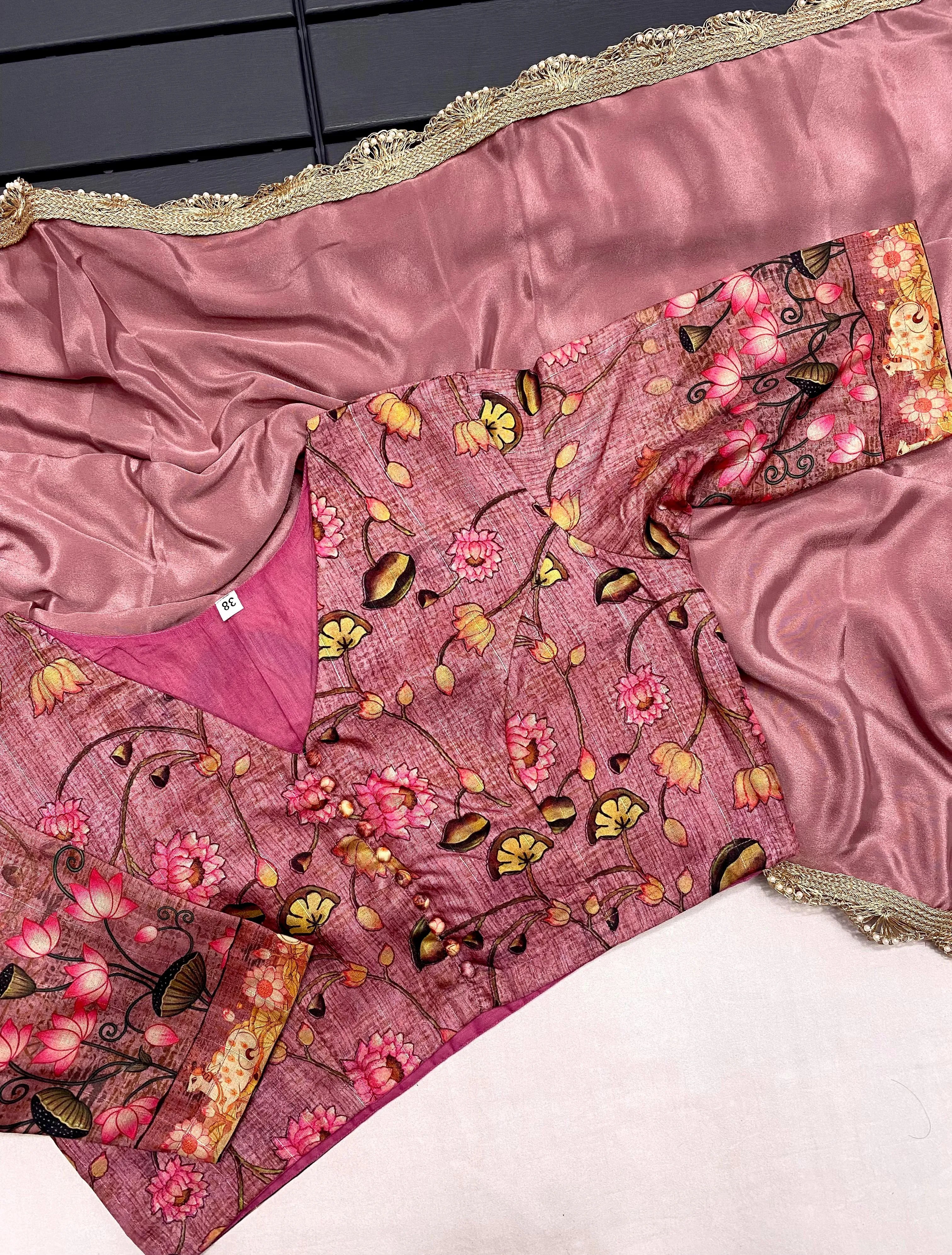 Crape Satin Fabric Fully Work Saree