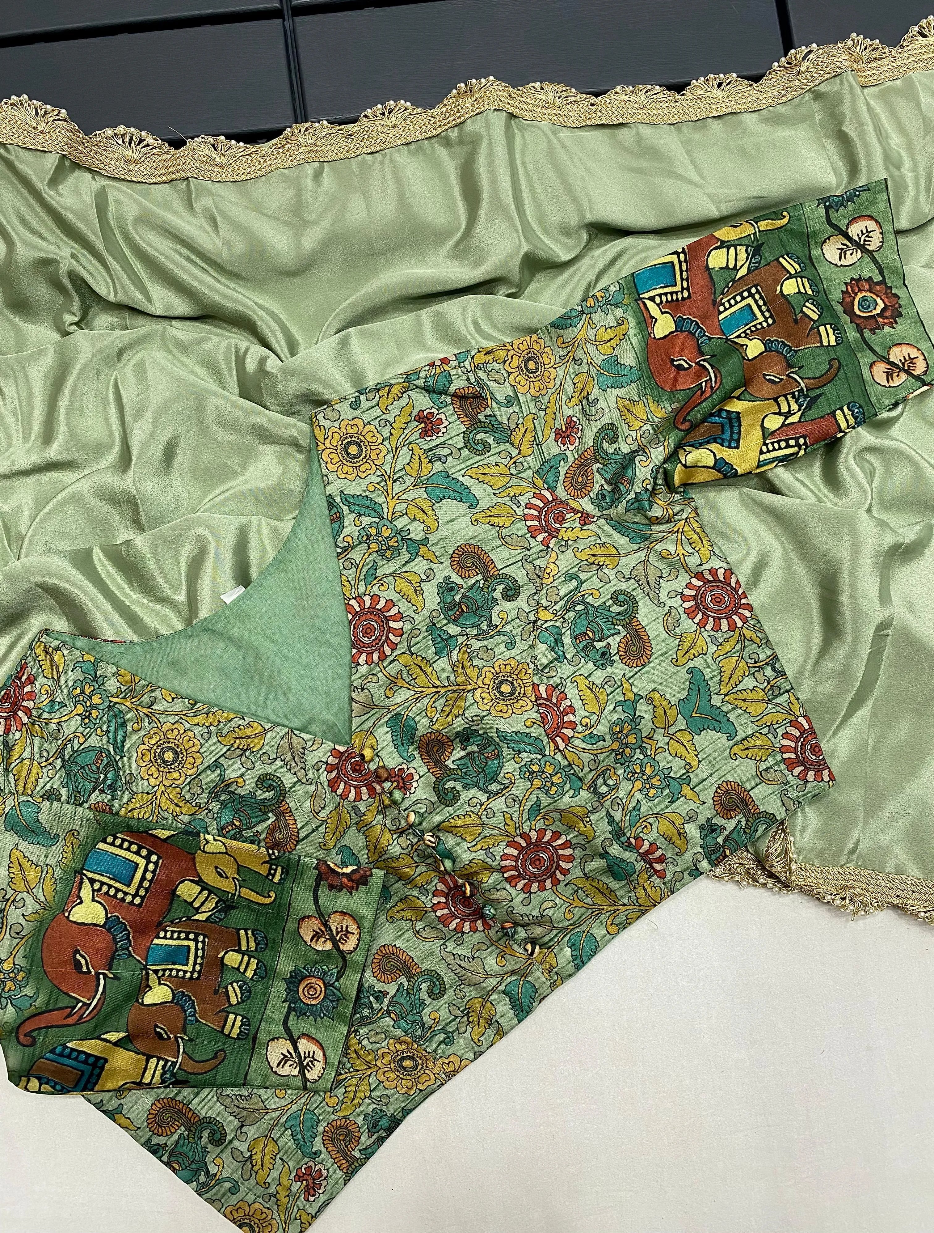 Crape Satin Fabric Fully Work Saree