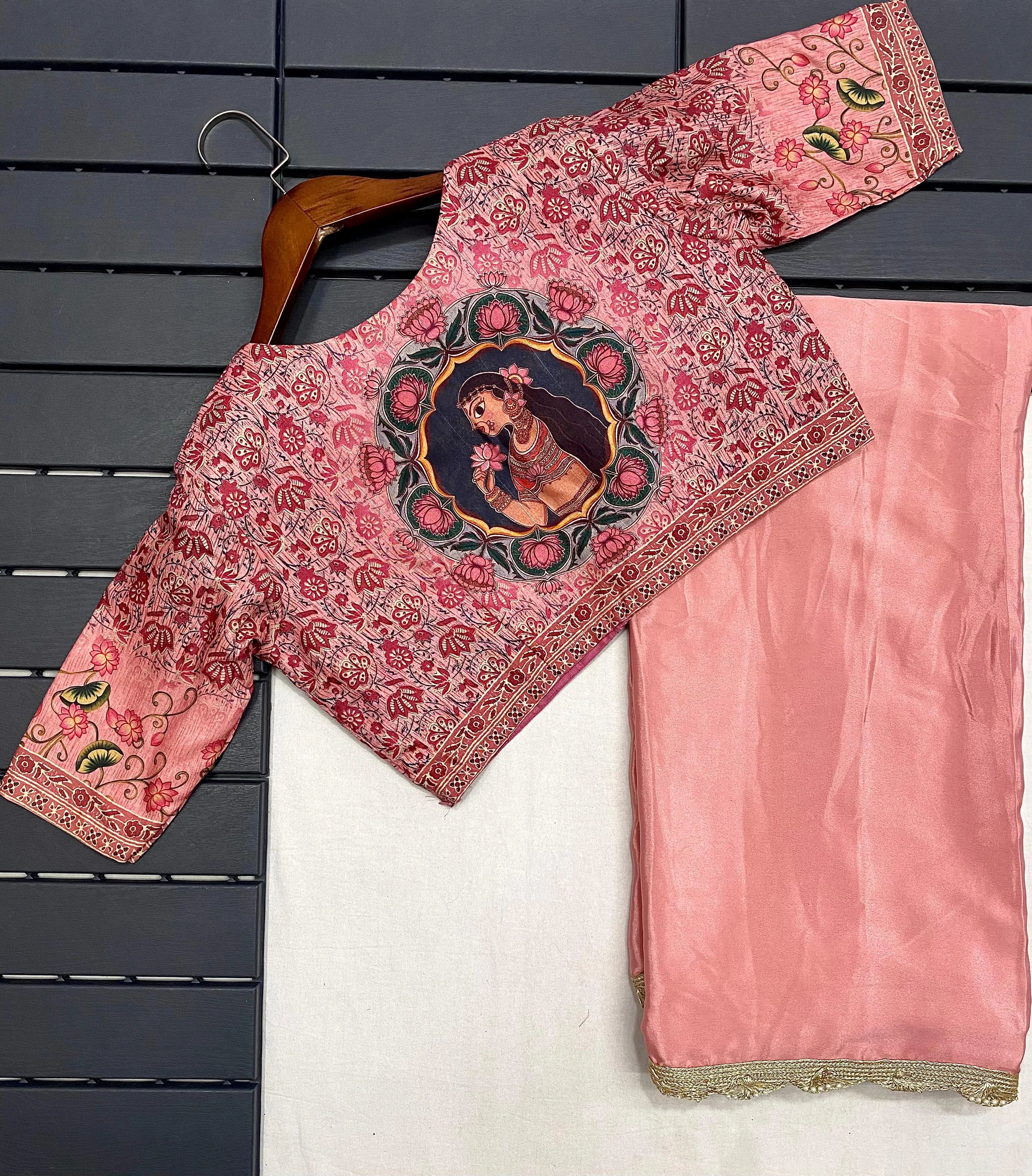Crape Satin Fabric Fully Work Saree