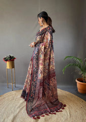 Italian Digital Printed Cotton Kalamkari Saree