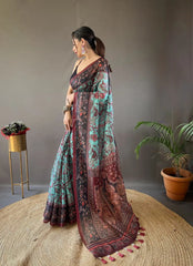 Italian Digital Printed Cotton Kalamkari Saree